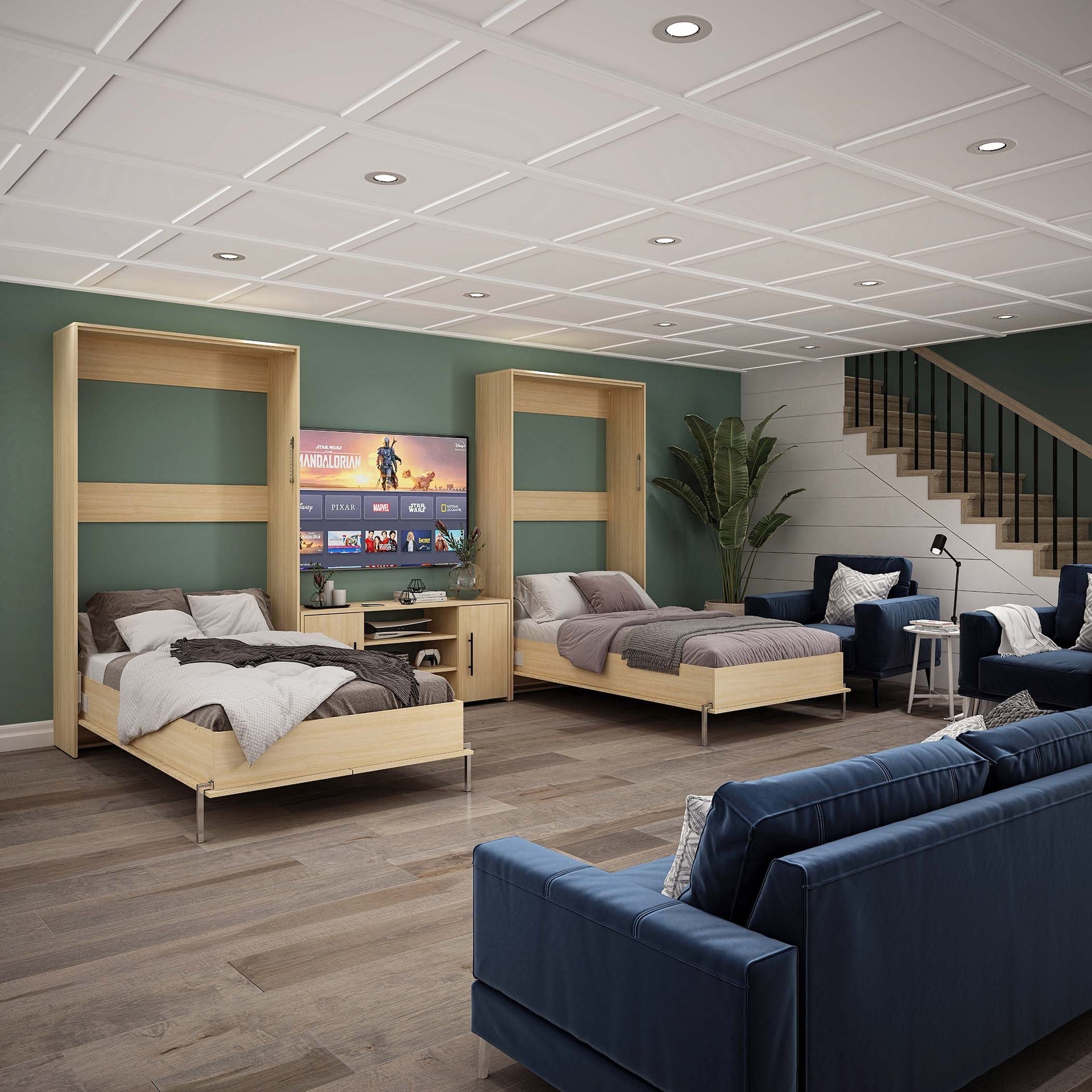 James - Twin Murphy Bed - Natural Wood