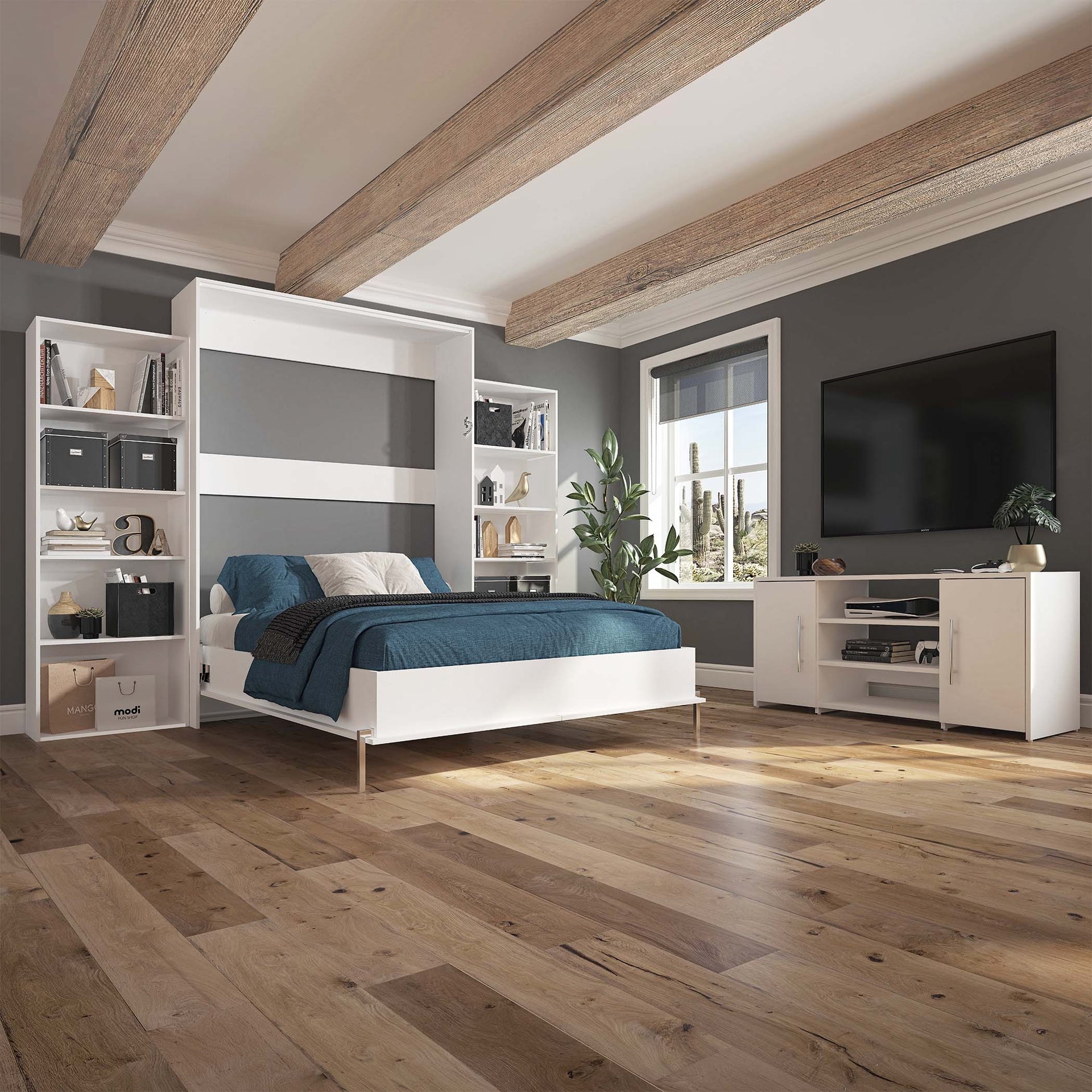 James - Queen Murphy Bed - White