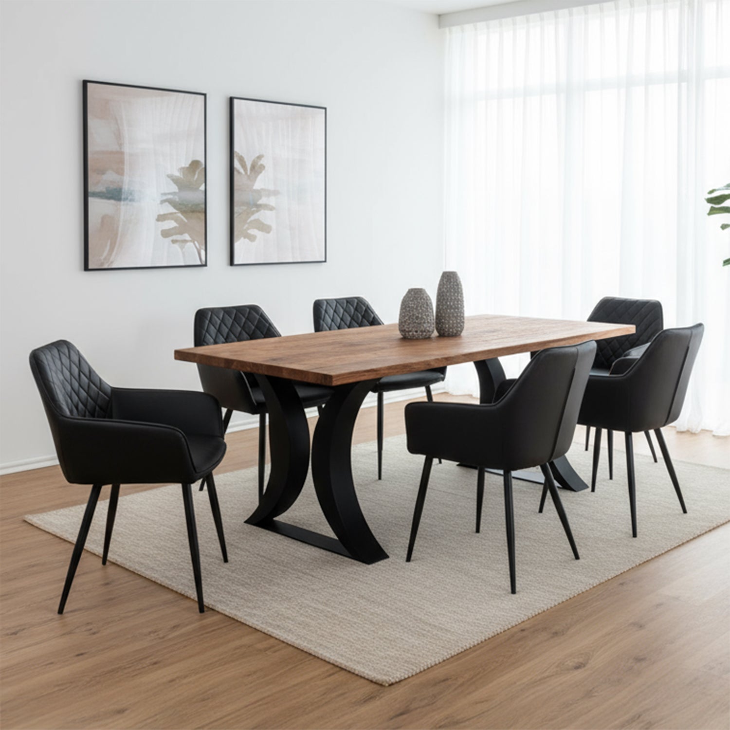 Solea/Livia - Dining Room Set - Solid wood and black