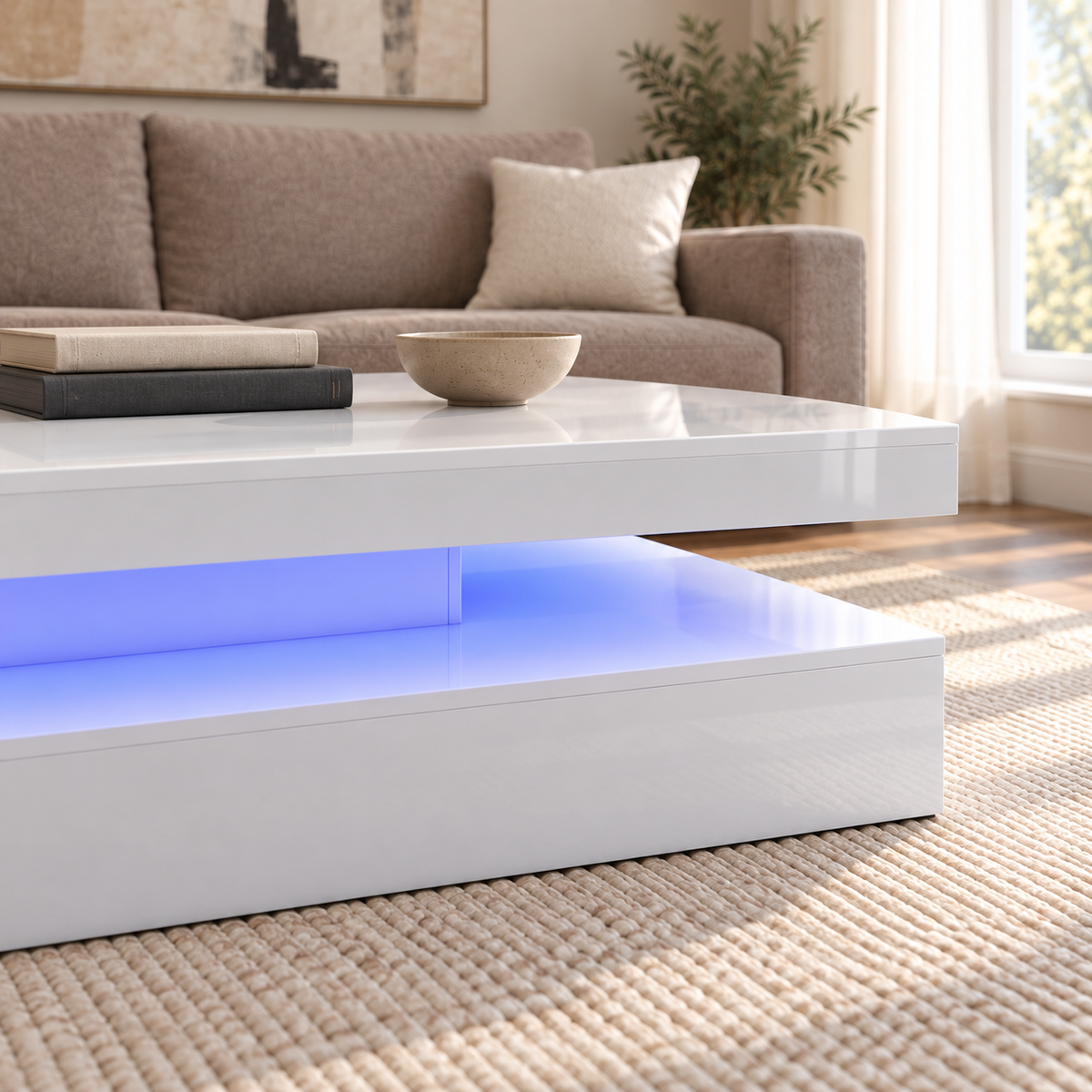 Lana - LED Coffee Table - Glossy White
