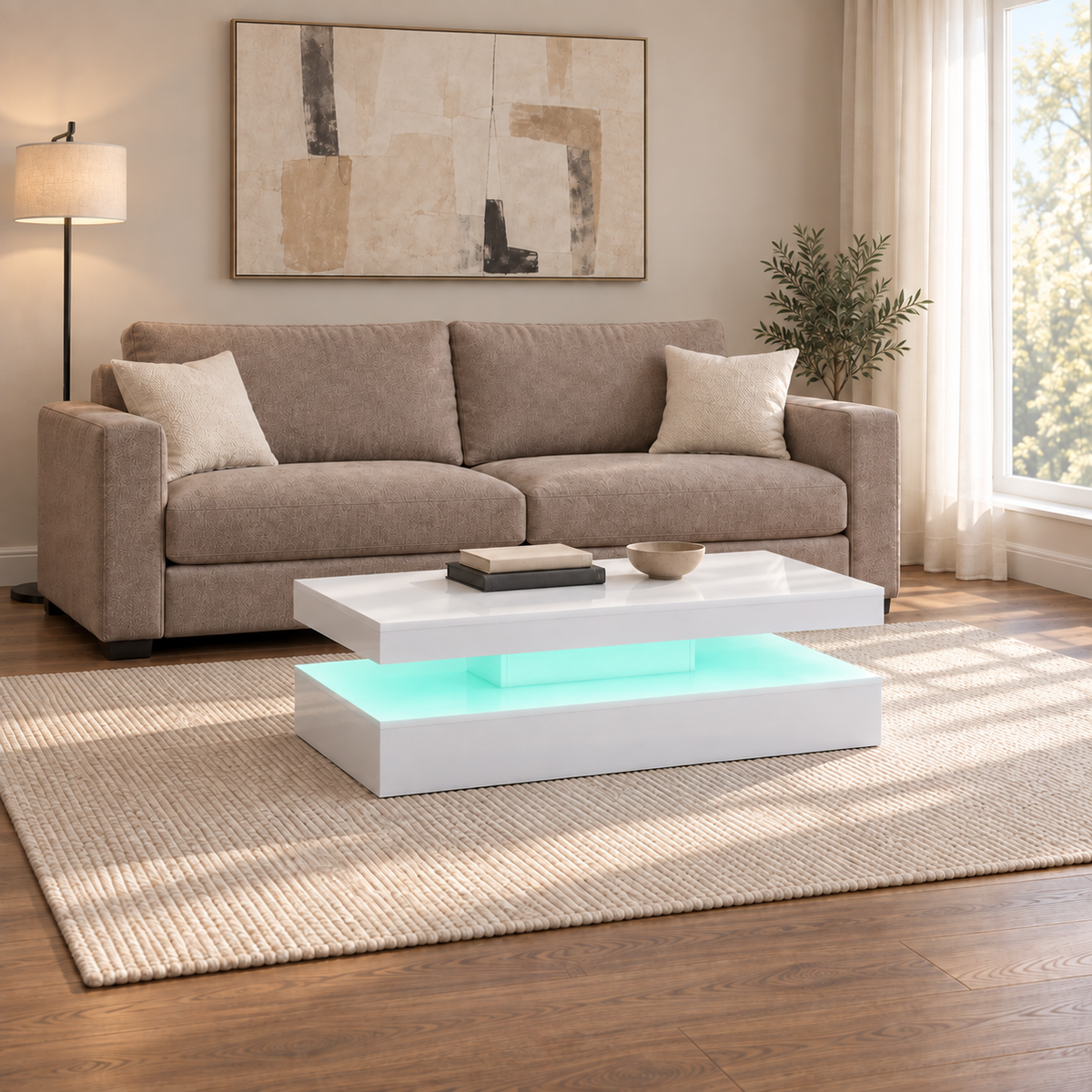 Lana - LED Coffee Table - Glossy White