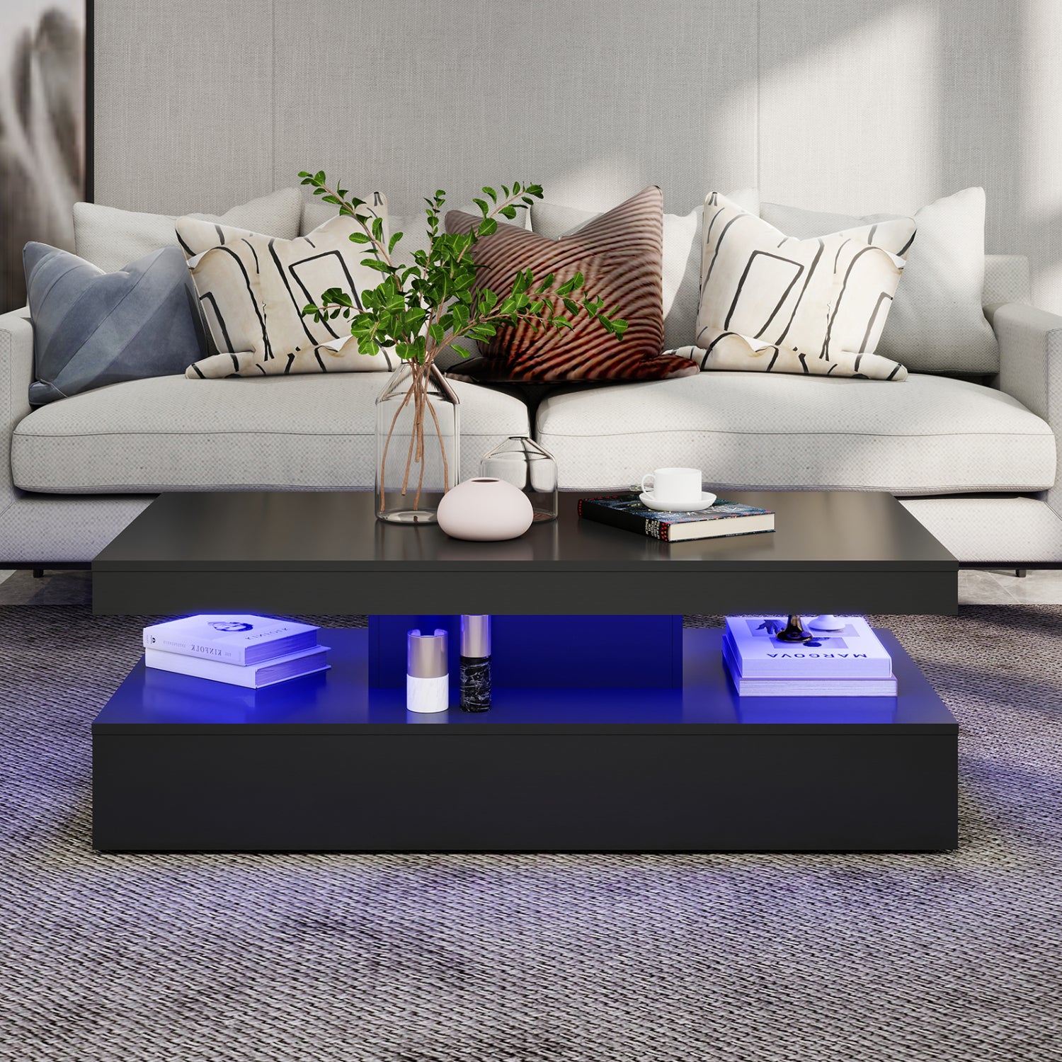 Lana - Table Basse LED - Noir Lustré