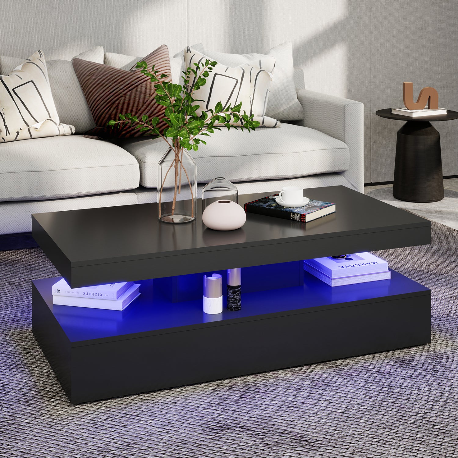 Lana - Table Basse LED - Noir Lustré