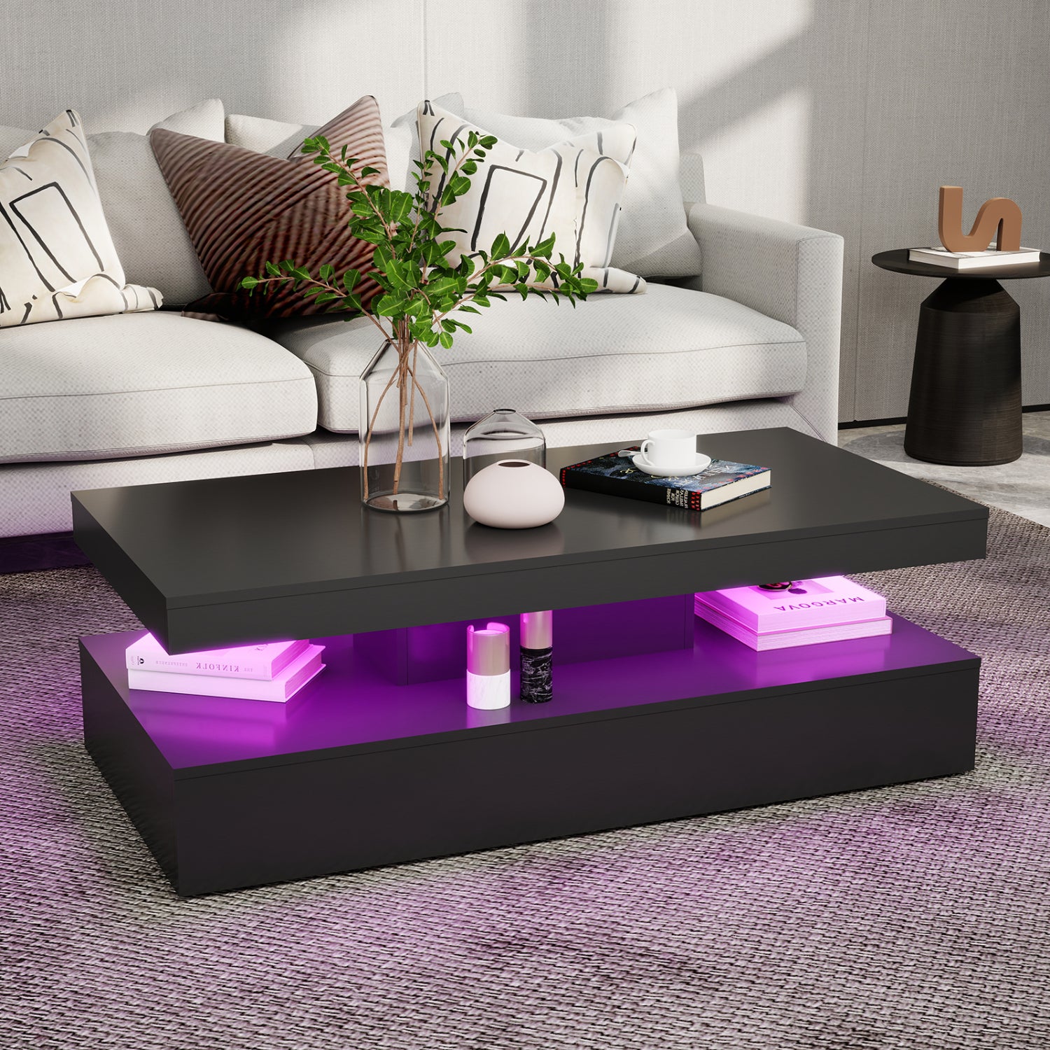 Lana - Table Basse LED - Noir Lustré