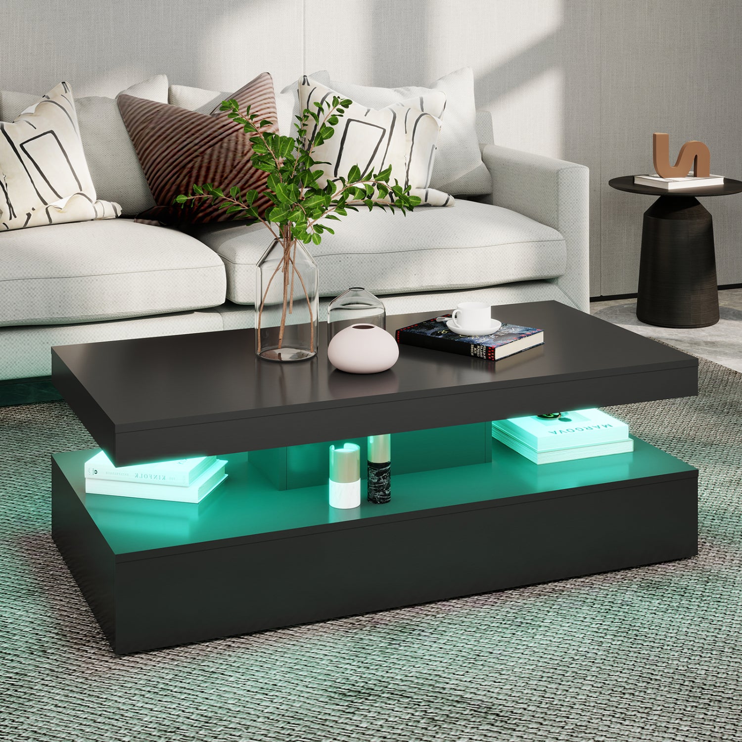 Lana - Table Basse LED - Noir Lustré