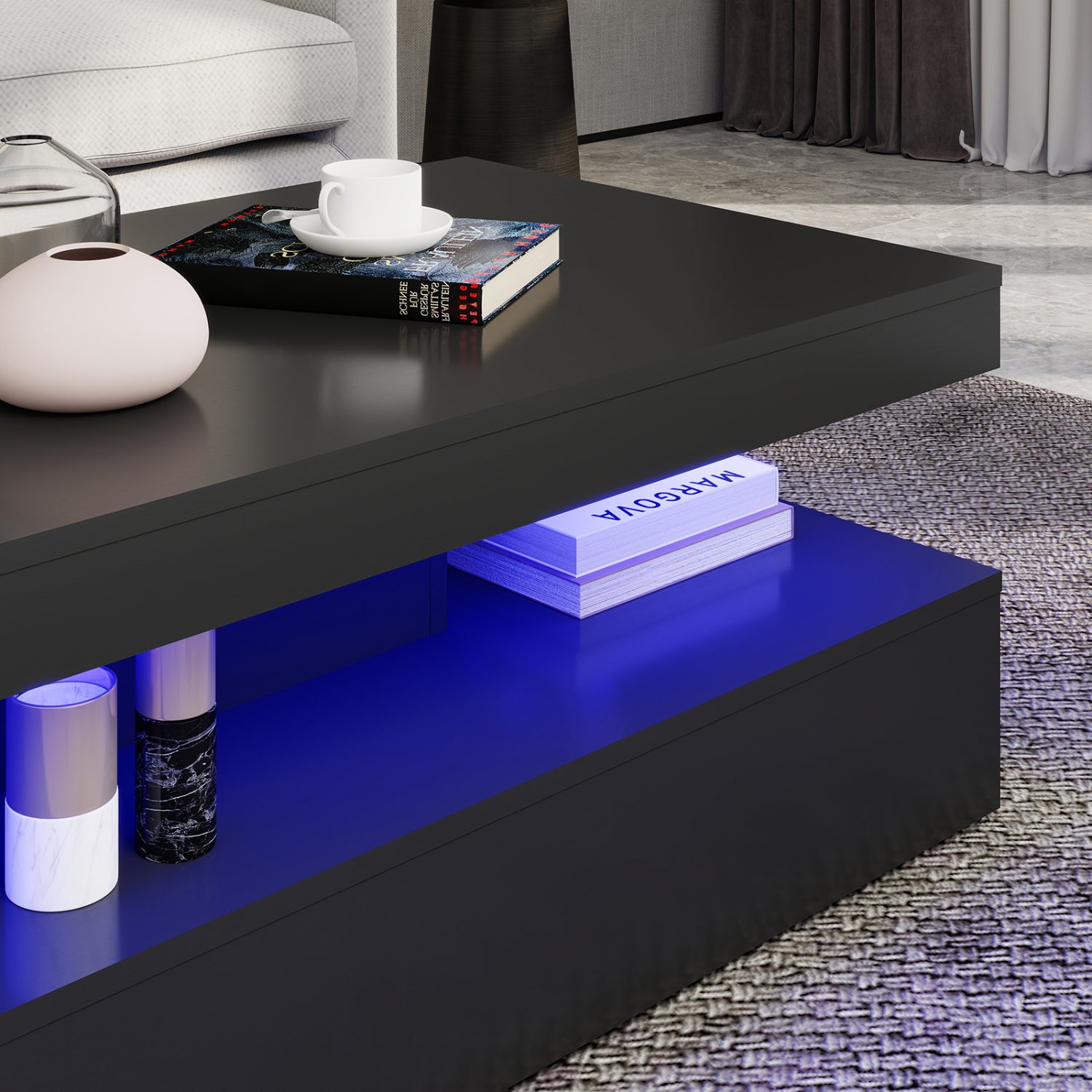 Lana - Table Basse LED - Noir Lustré