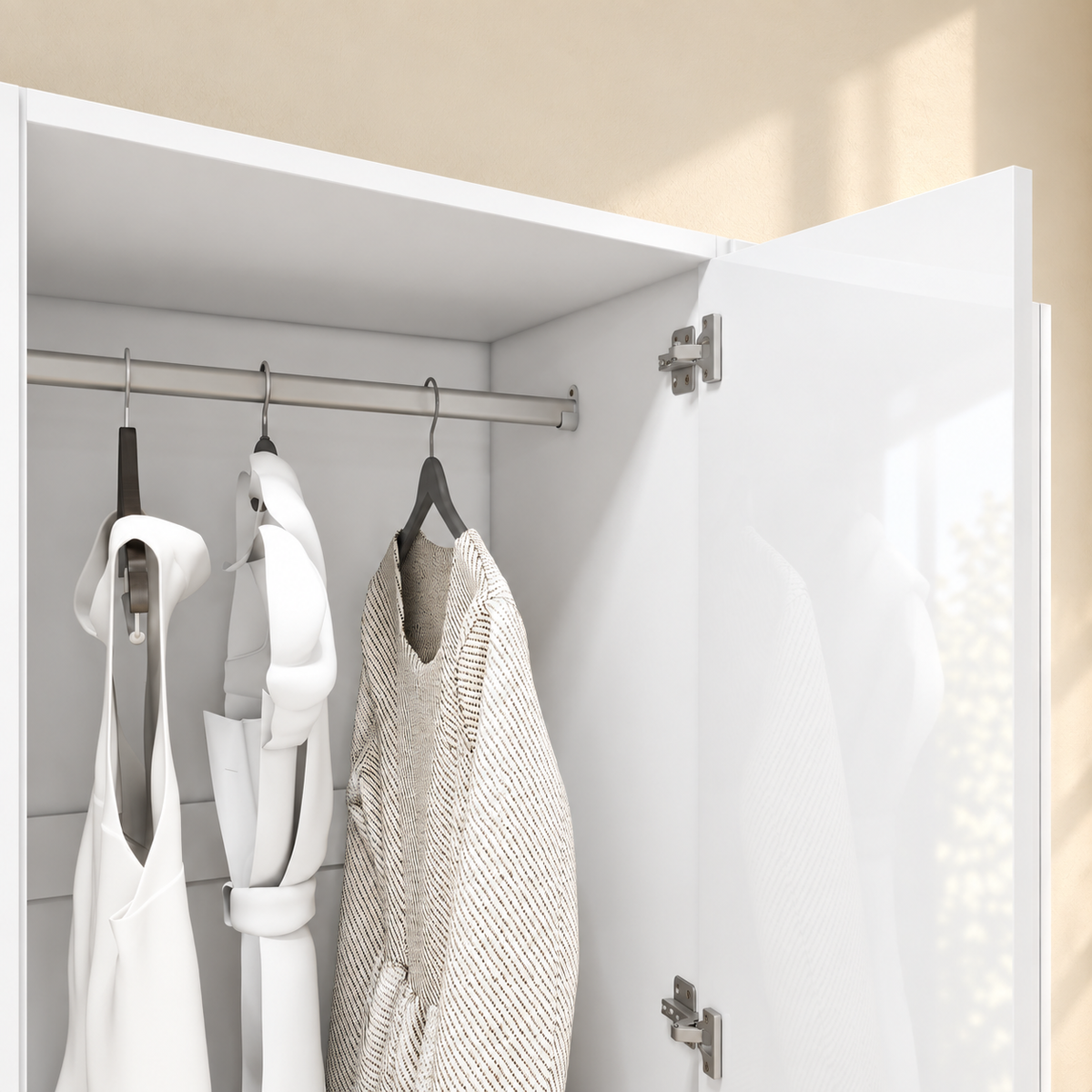 Vox - Armoire - 3 Portes et 3 Tiroirs - Blanc Lustré