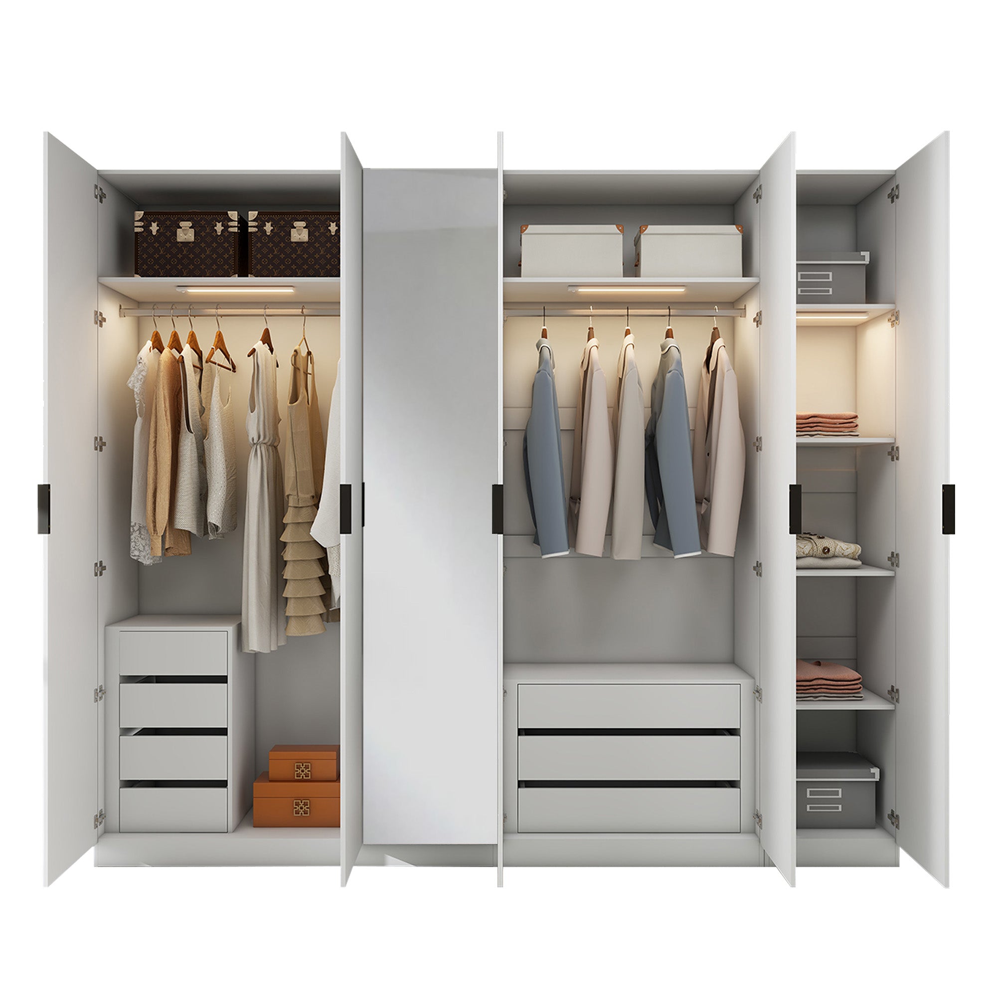 Clas - Modular Wardrobe - 6 Doors - Glossy White