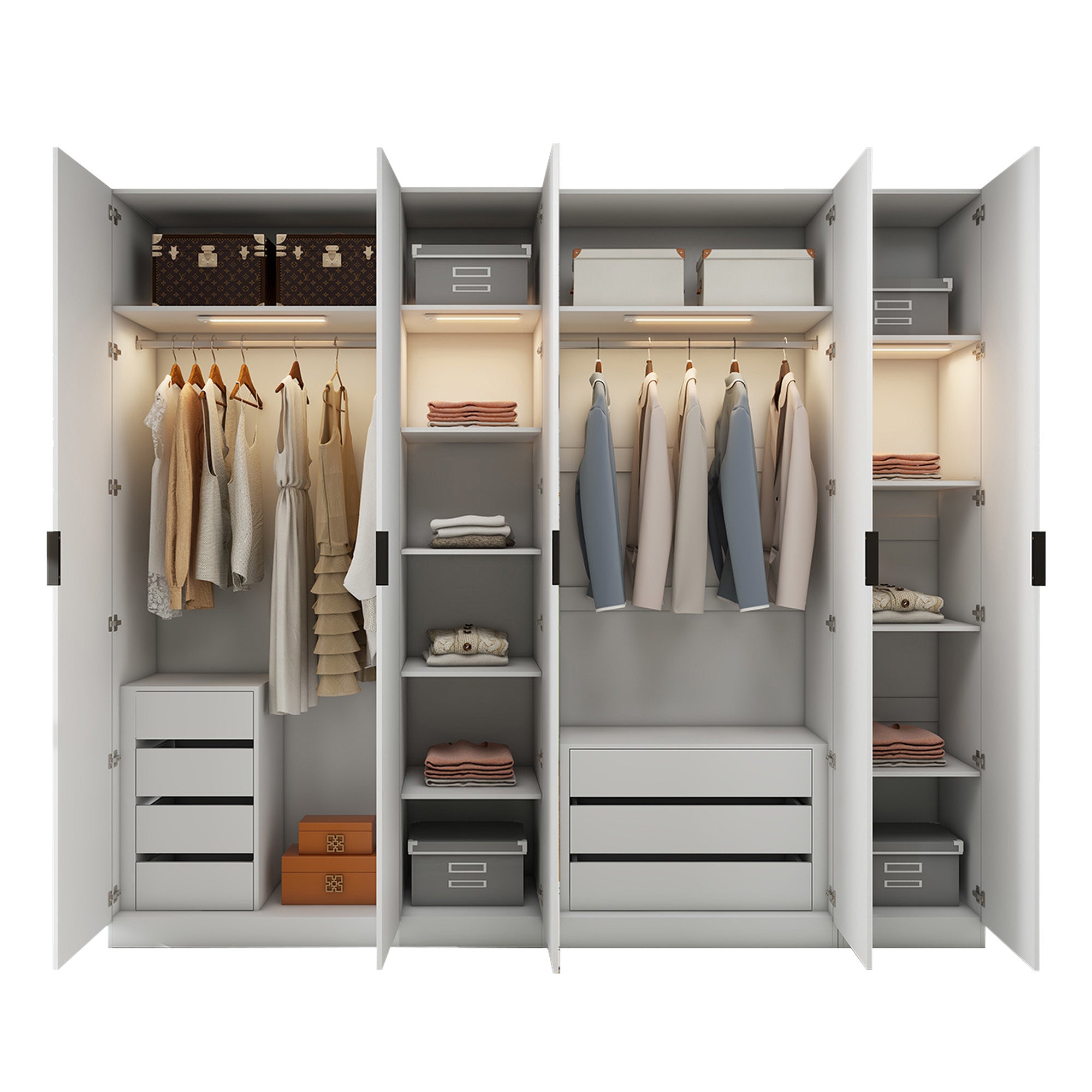 Clas - Modular Wardrobe - 6 Doors - Glossy White