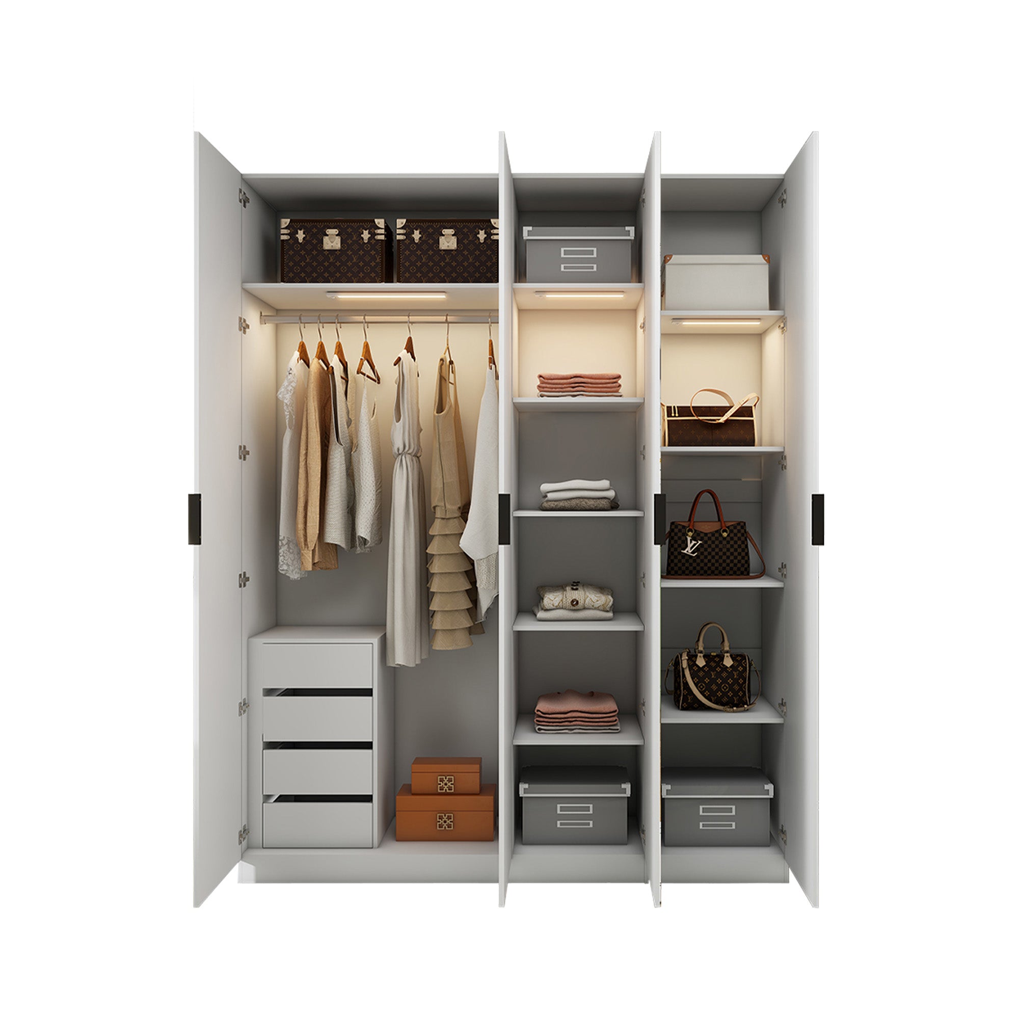 Clas - Modular Wardrobe - 4 Doors - Glossy White