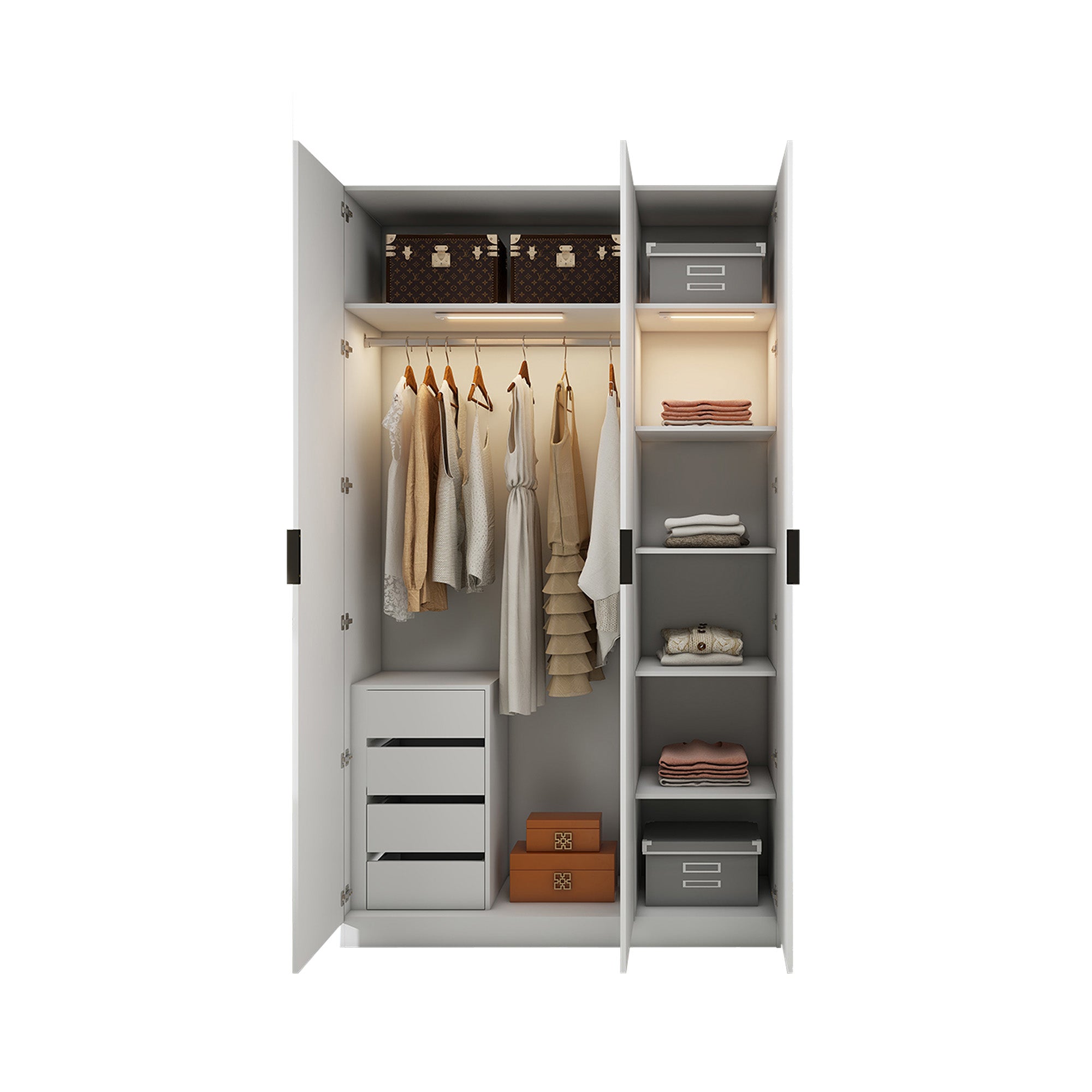 Clas - Modular Wardrobe - 3 Doors - Glossy White