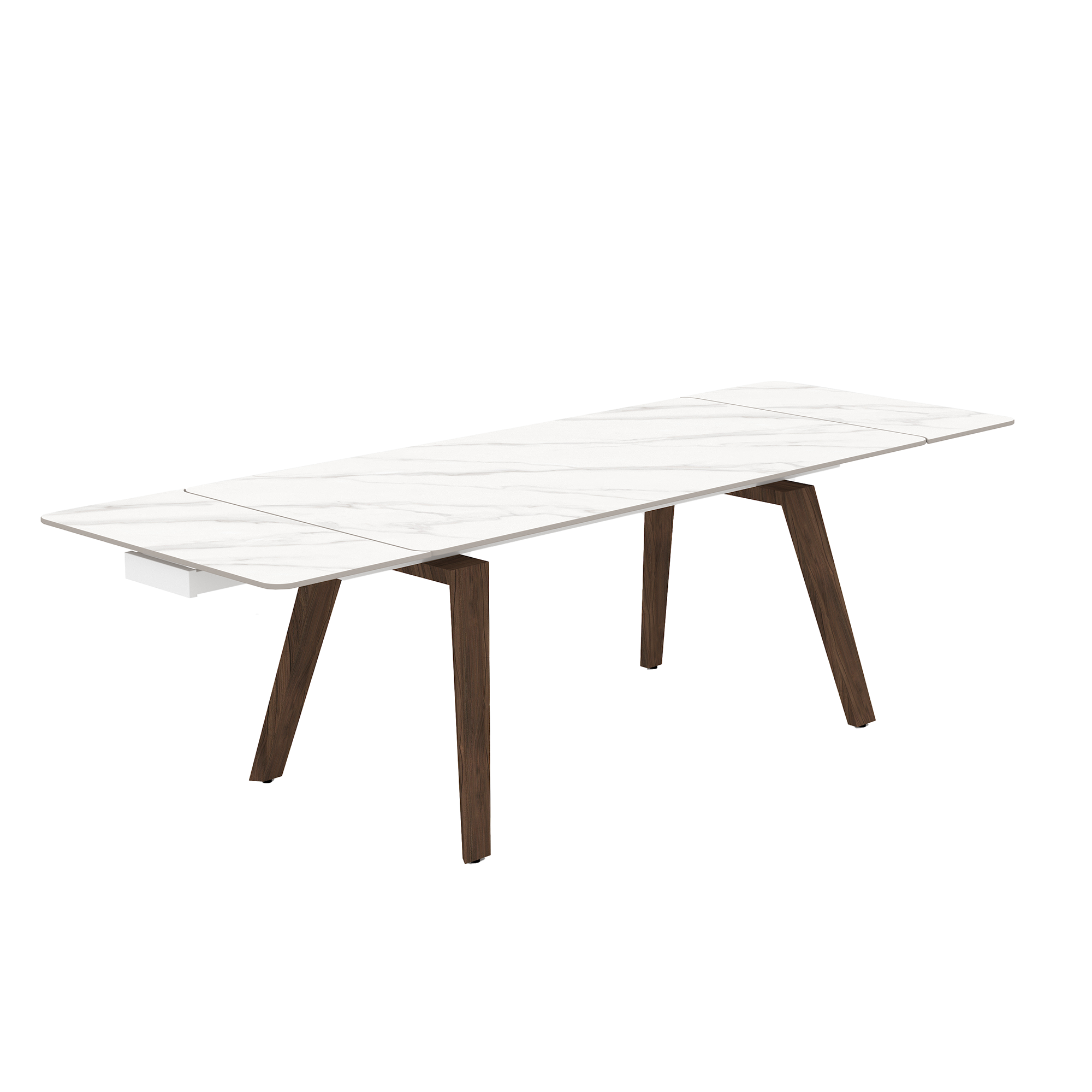 Nadège - Table à Manger Céramique - Noyer et Blanc