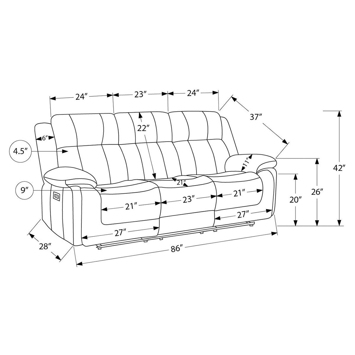 Mason - Sofa Inclinable Électrique - Beige