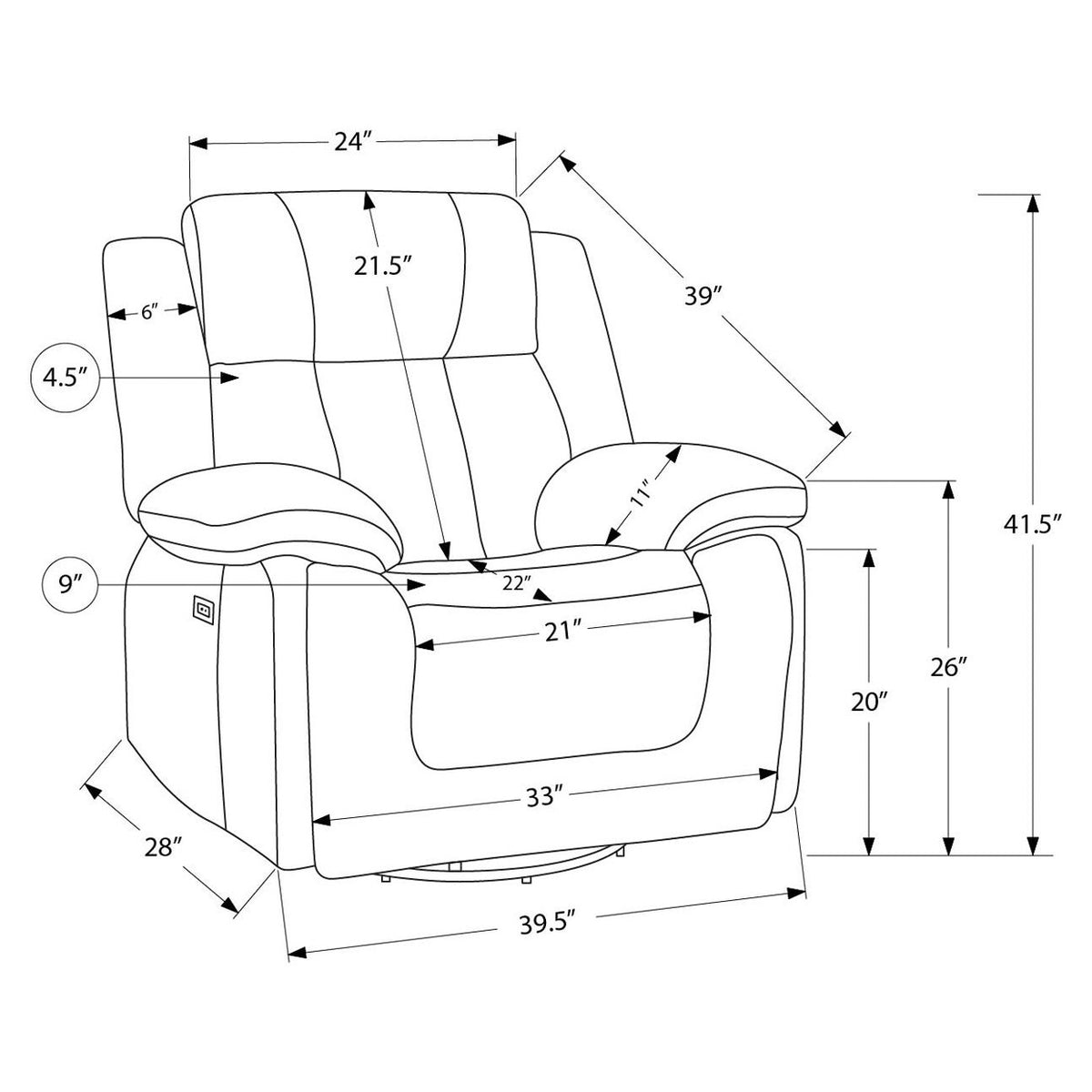 Mason - Power Recliner - Grey