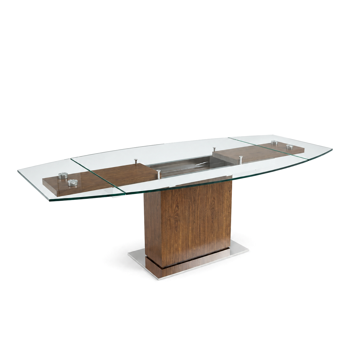Mercurio - Table à Manger Ovale - Noyer et Vitre