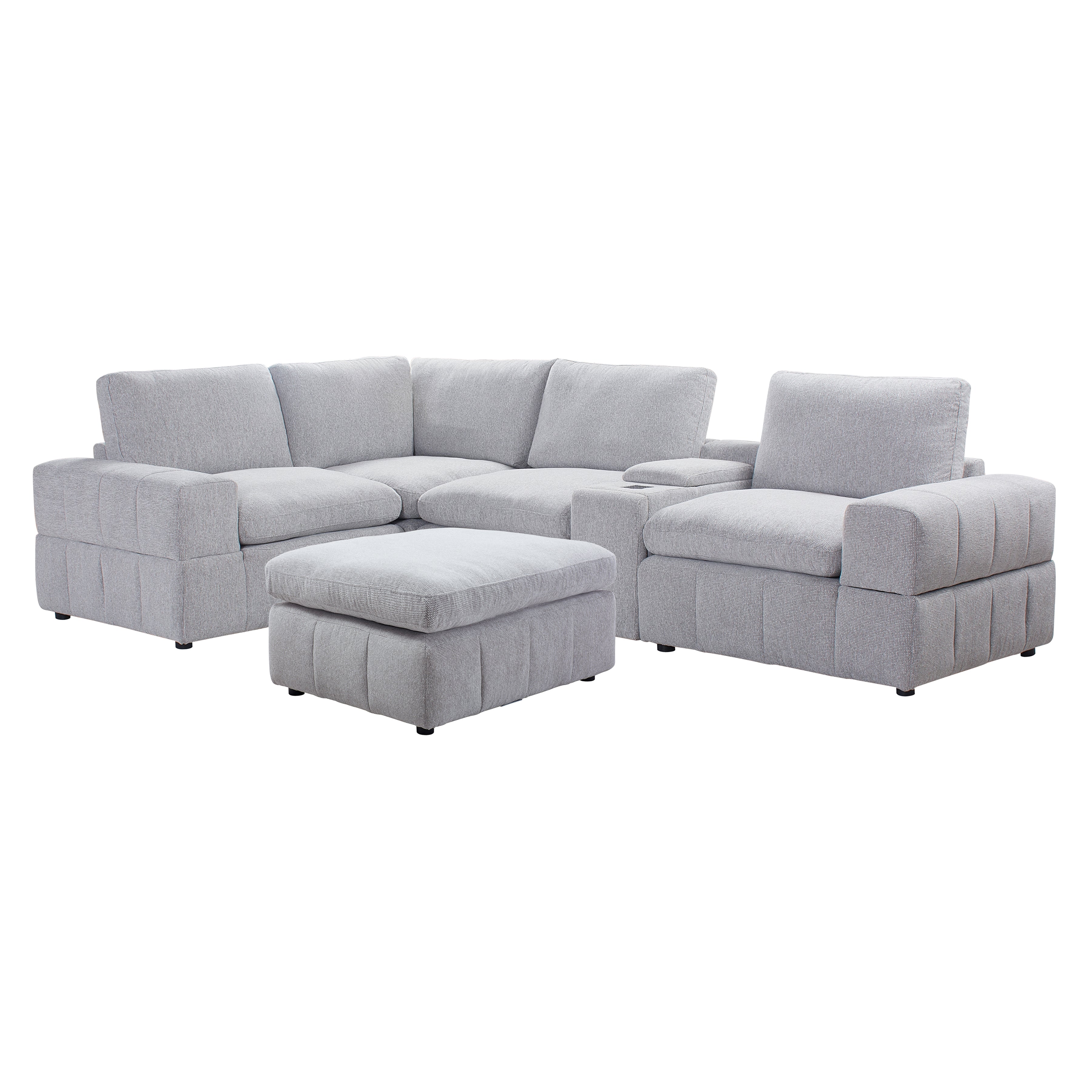 Amaro - Modular Sectional Sofa with Ottoman and Console - Light Grey