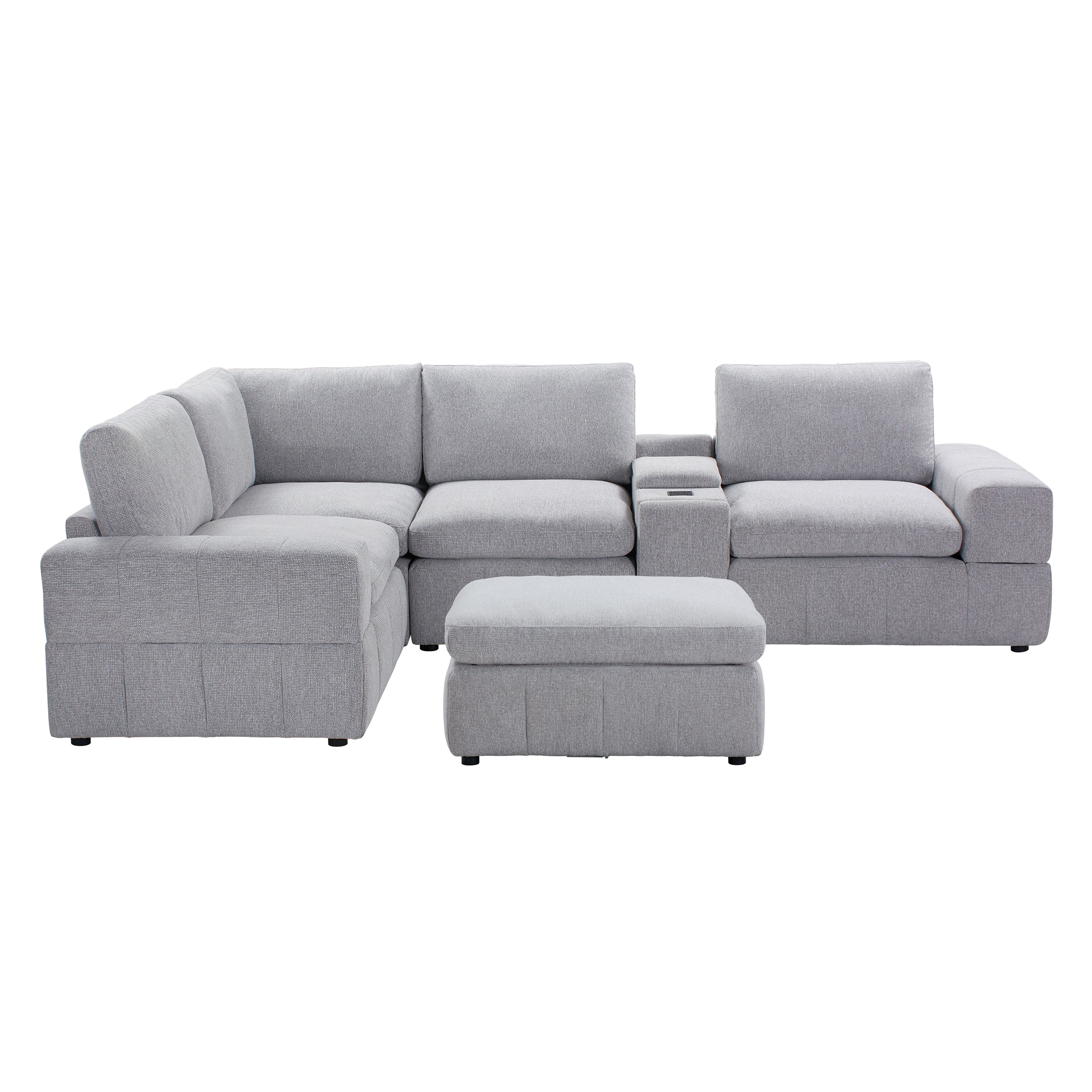 Amaro - Modular Sectional Sofa with Ottoman and Console - Light Grey
