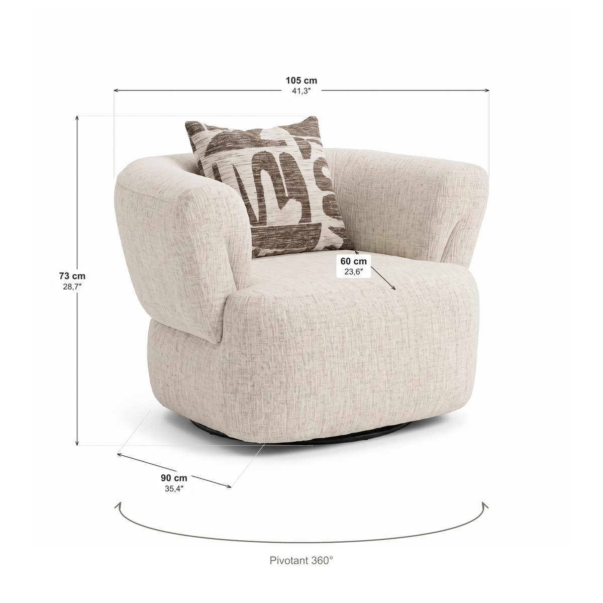 Celine - Swivel Chair - Beige Fabric