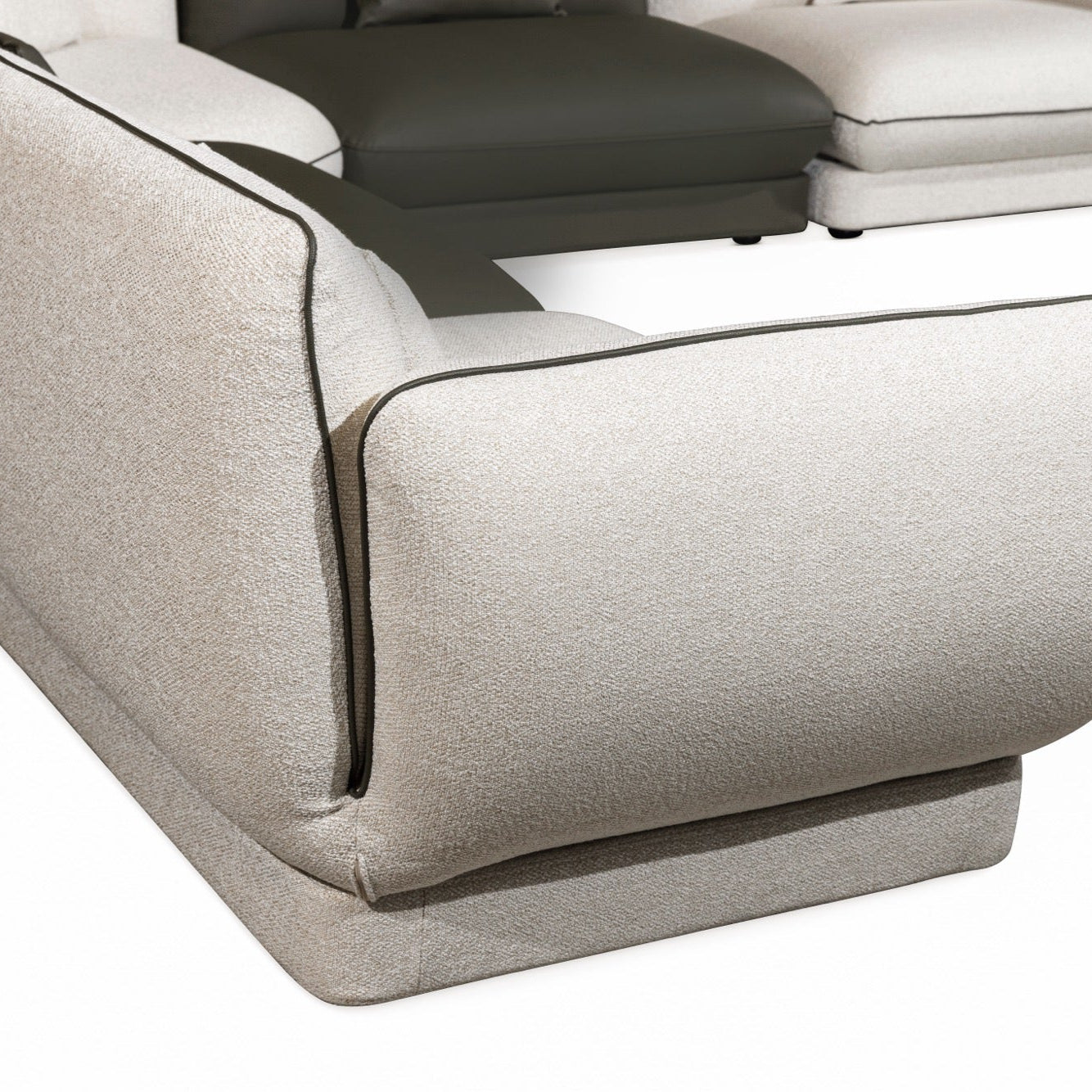 Loretta - Modular Sectional - Beige Fabric and Green Leather