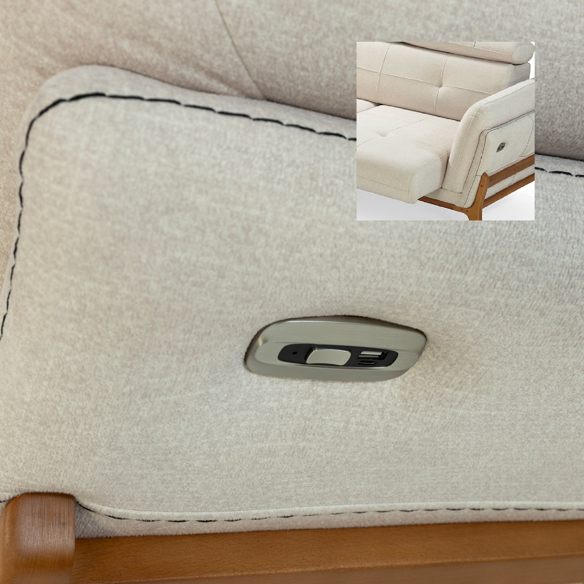 Relax - Motorized Sectional Sofa - Beige Fabric