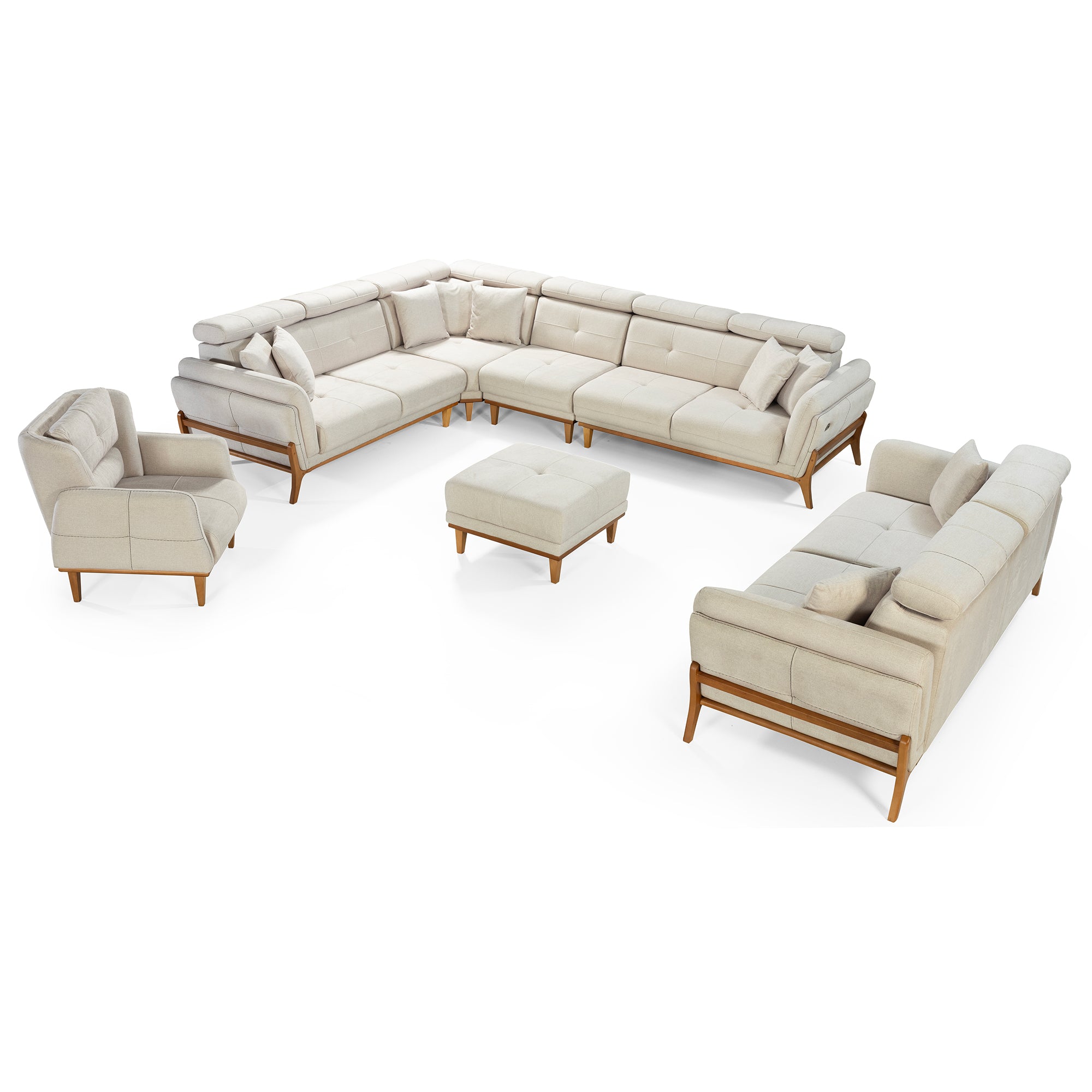 Relax - Motorized Sectional Sofa - Beige Fabric