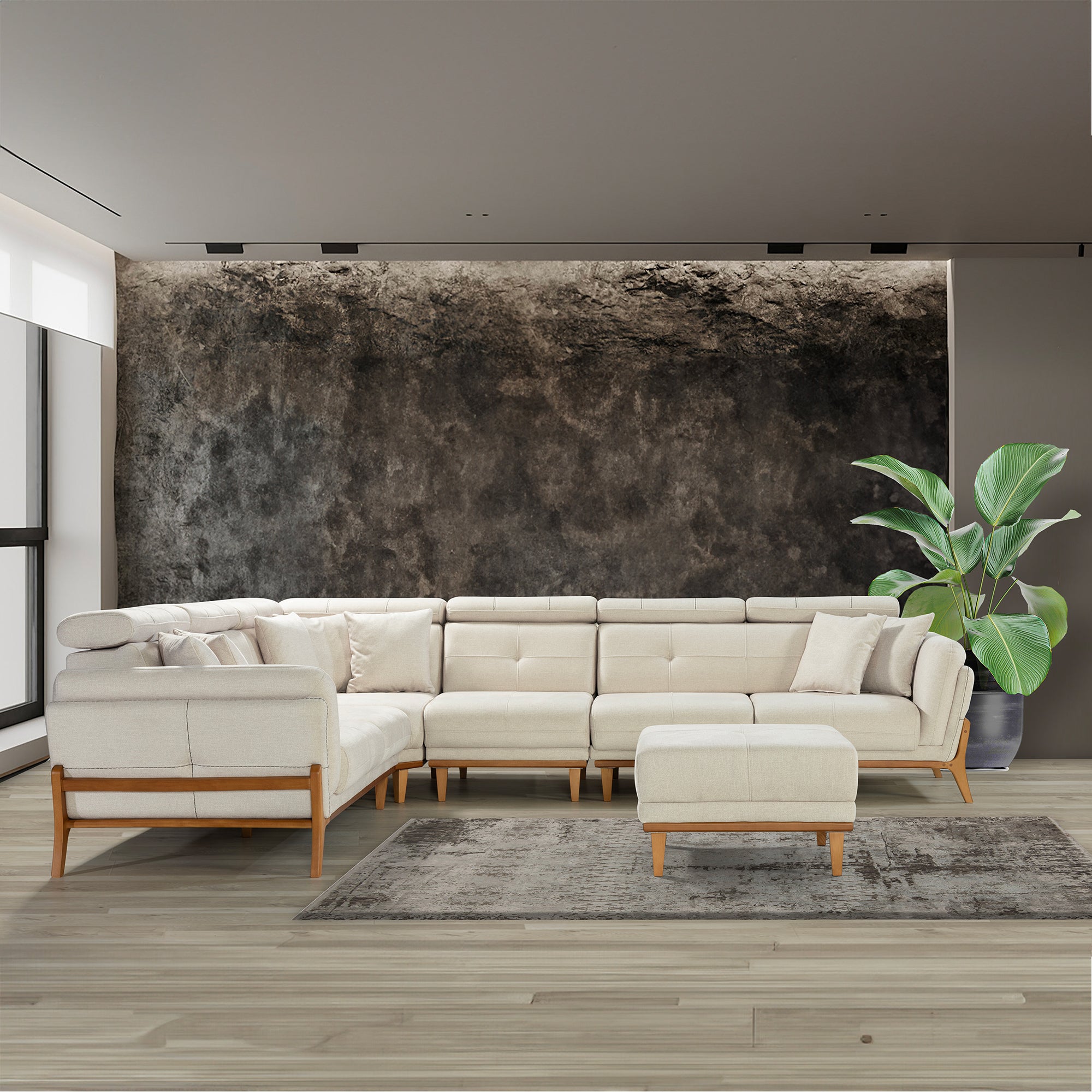 Relax - Motorized Sectional Sofa - Beige Fabric