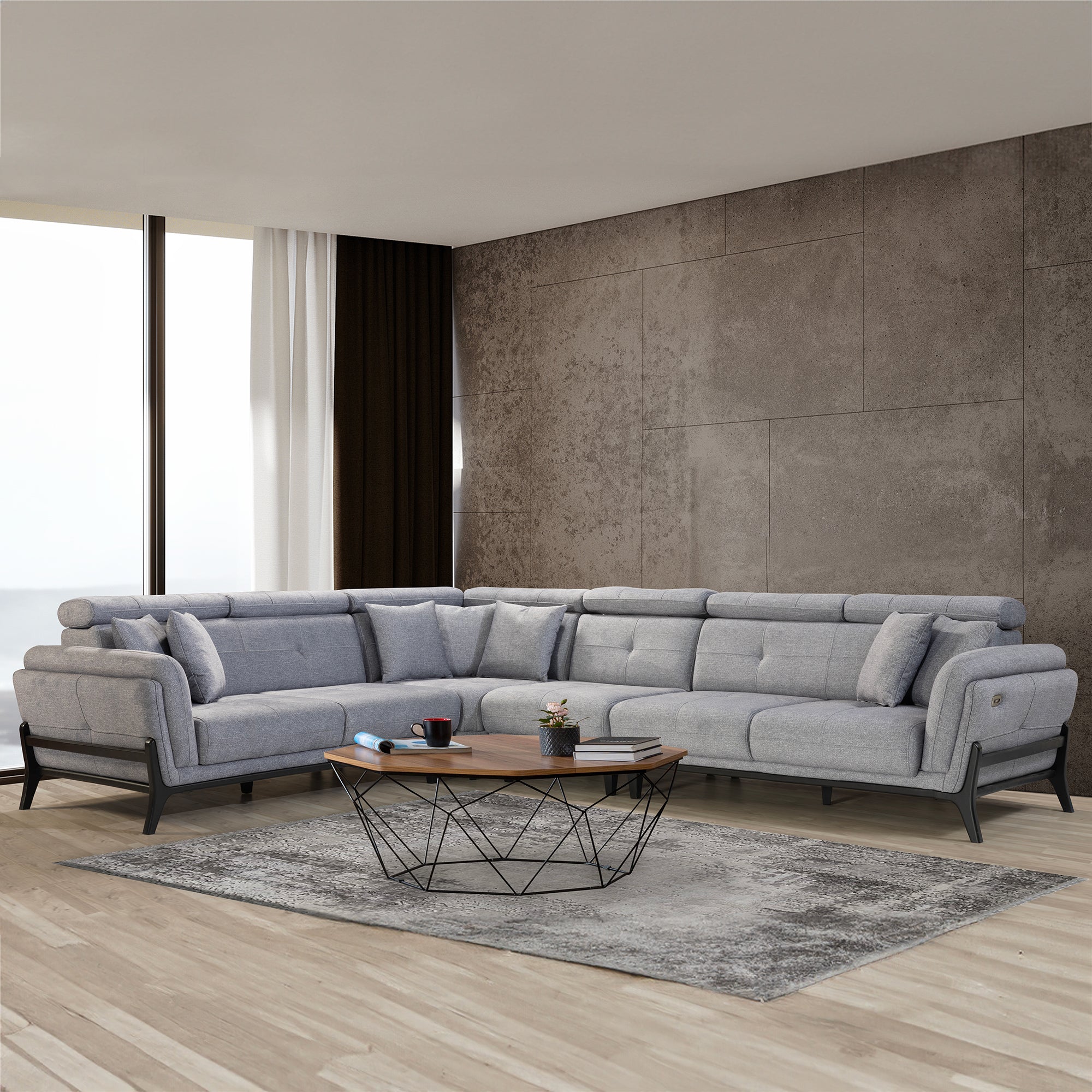 Relax - Sectional Sofa - Motorized - Gray Fabric