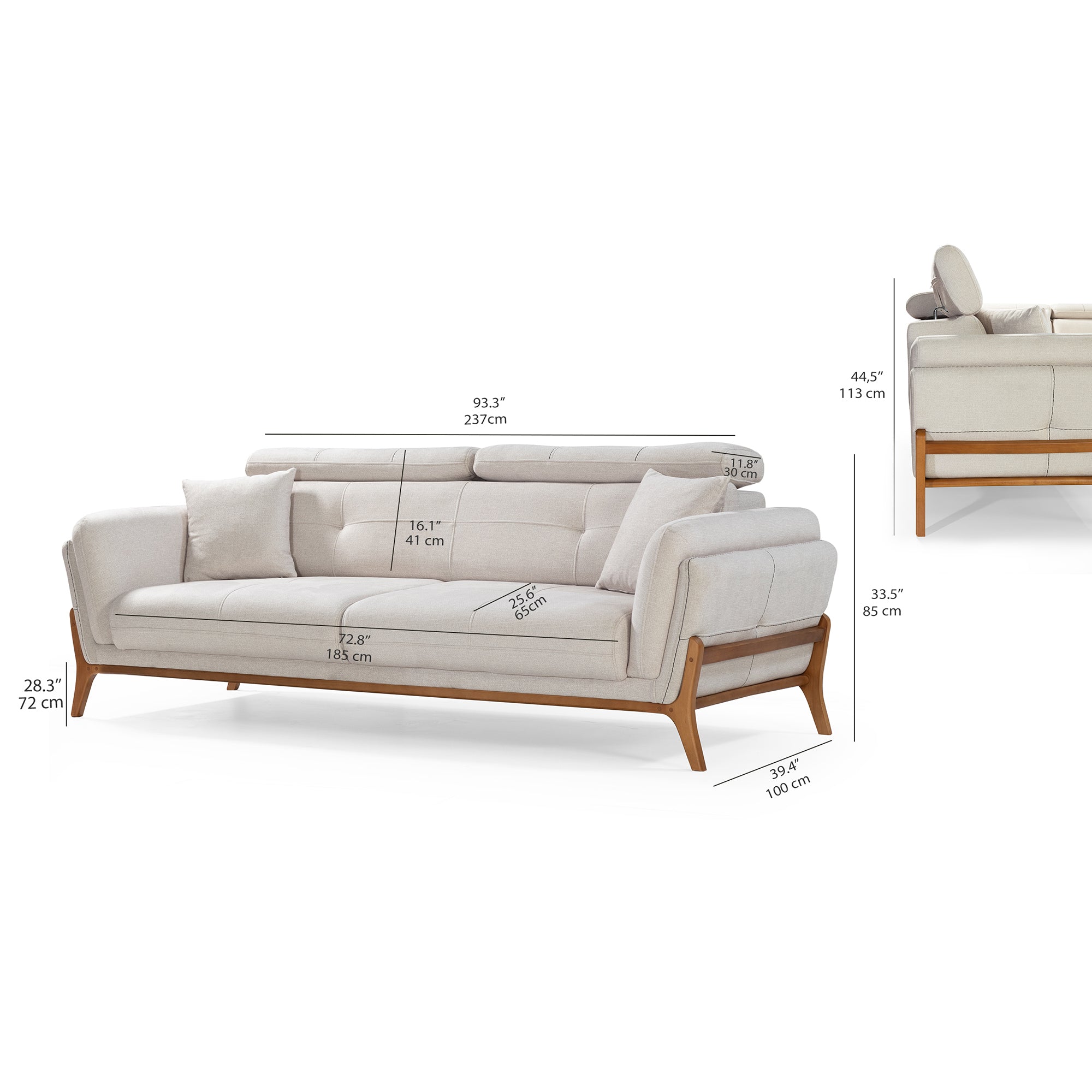 Relax - 3-Seater Sofa - Beige Fabric