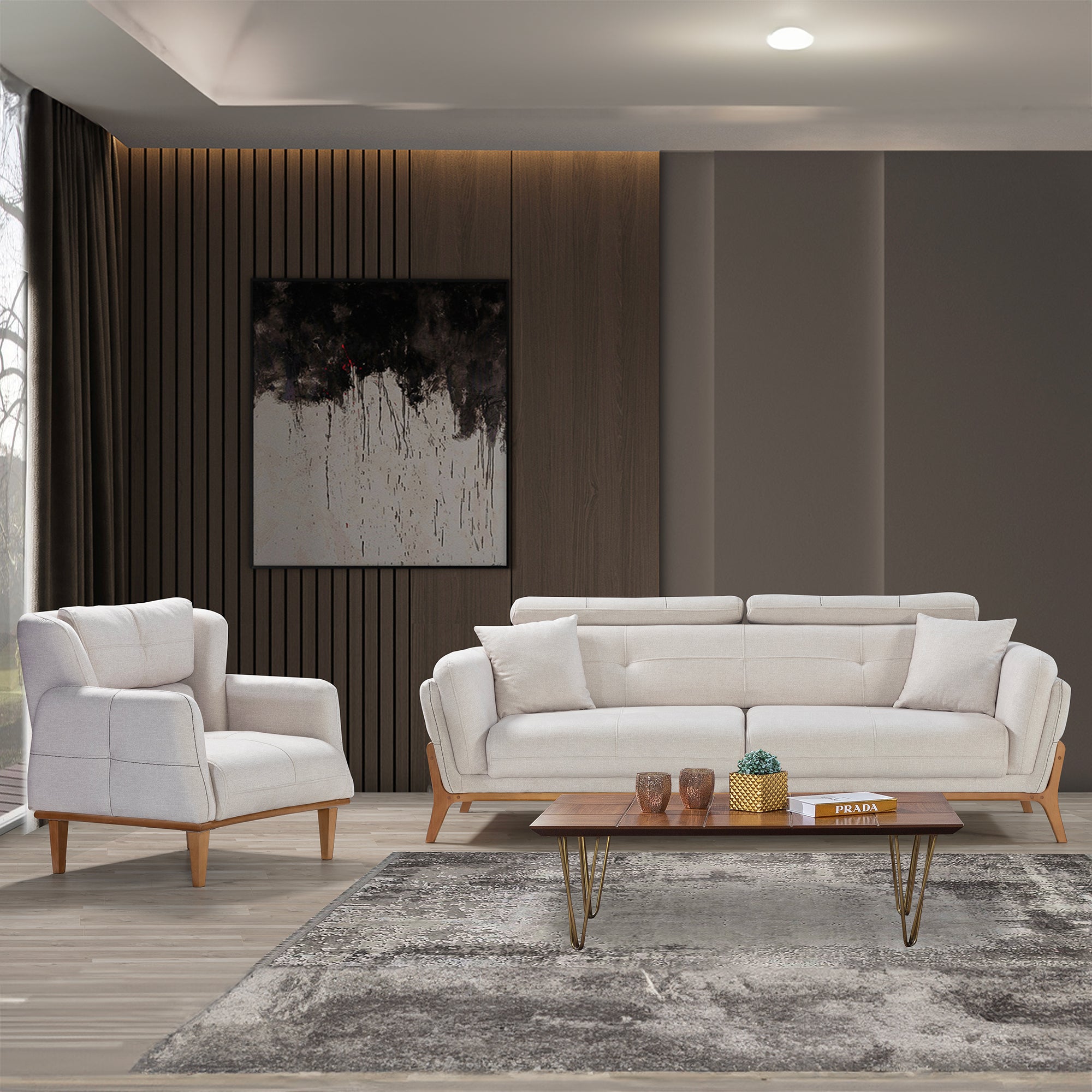 Relax - 3-Seater Sofa - Beige Fabric