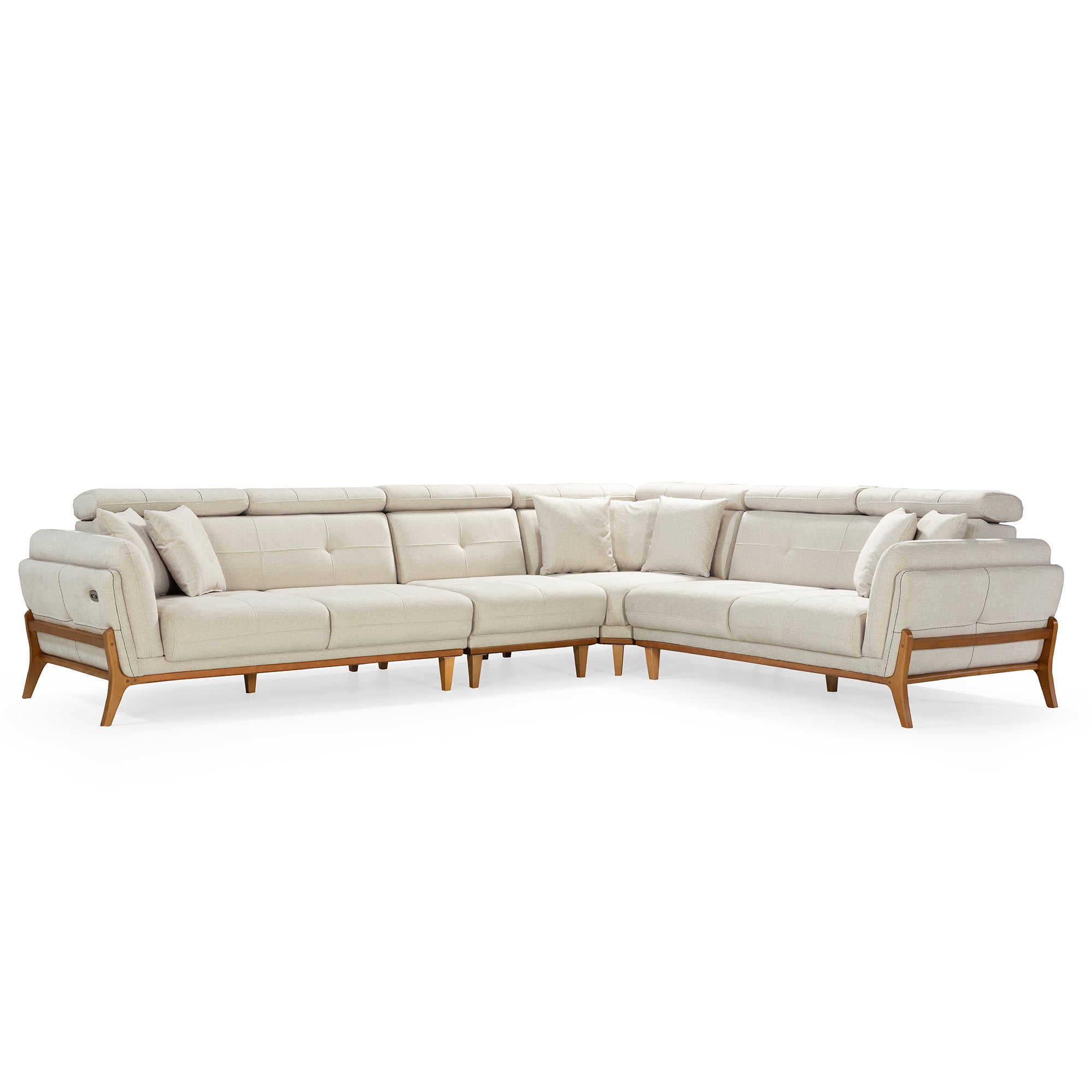 Relax - Motorized Sectional Sofa - Beige Fabric