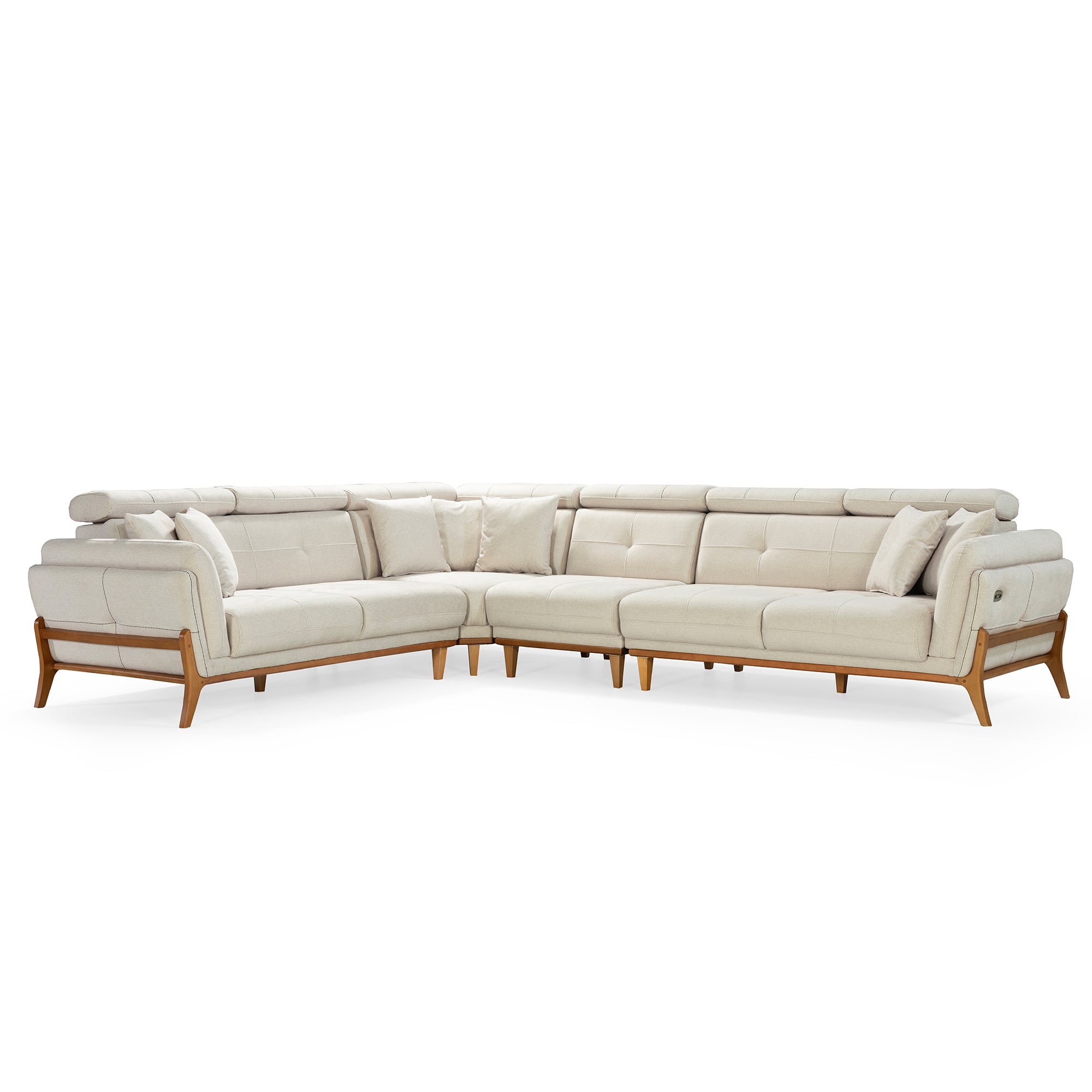 Relax - Motorized Sectional Sofa - Beige Fabric