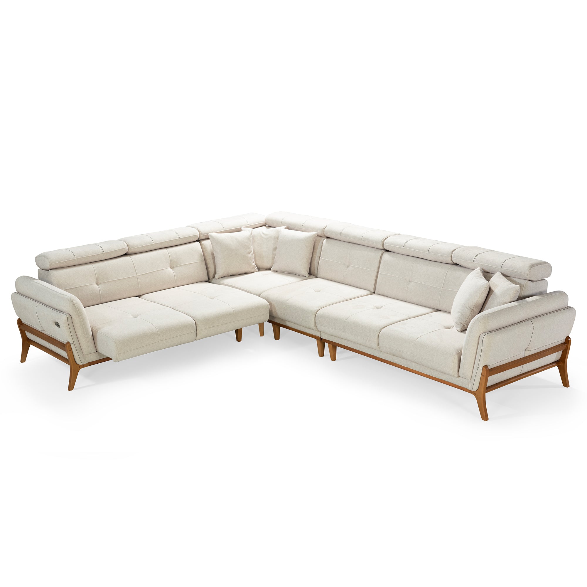 Relax - Motorized Sectional Sofa - Beige Fabric