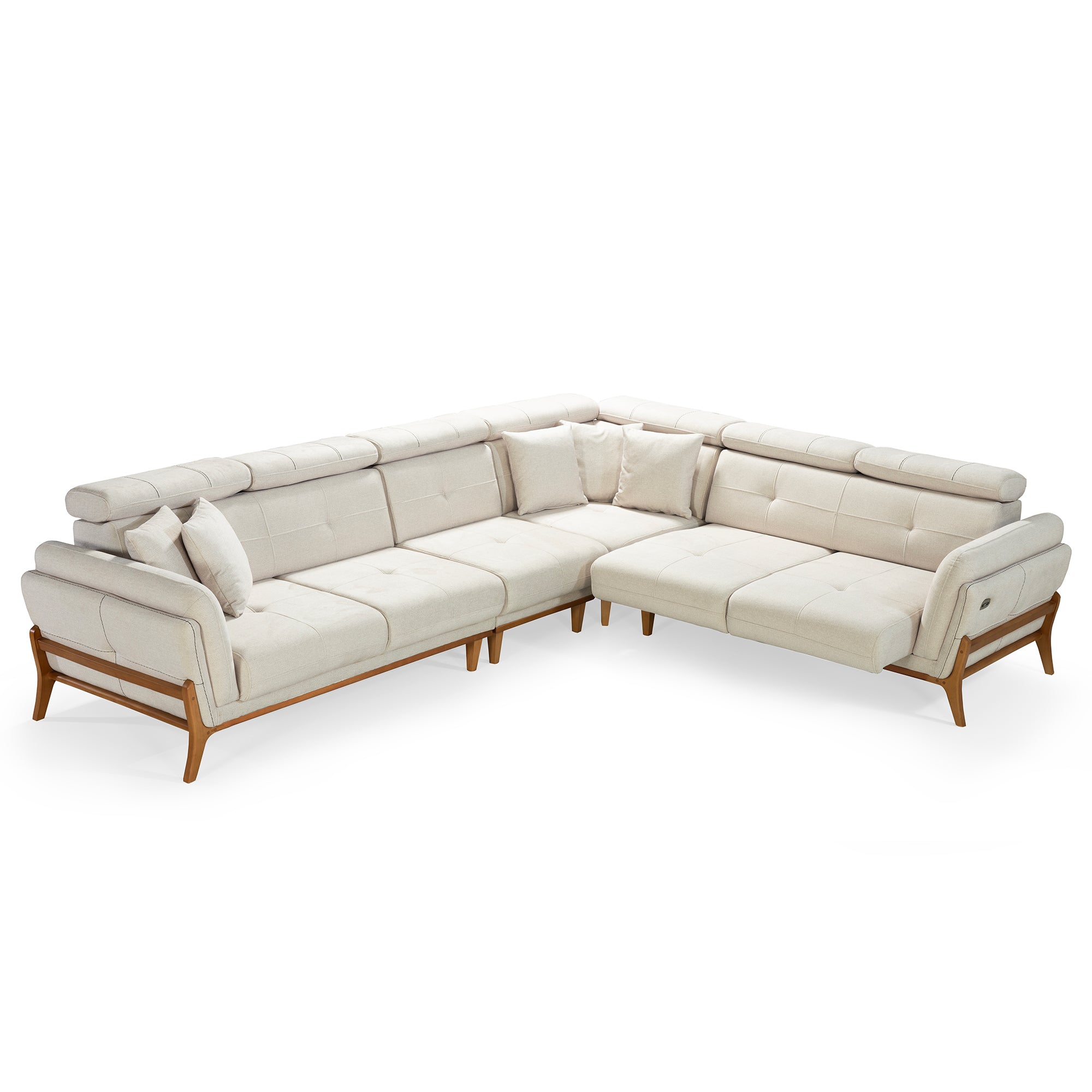 Relax - Motorized Sectional Sofa - Beige Fabric