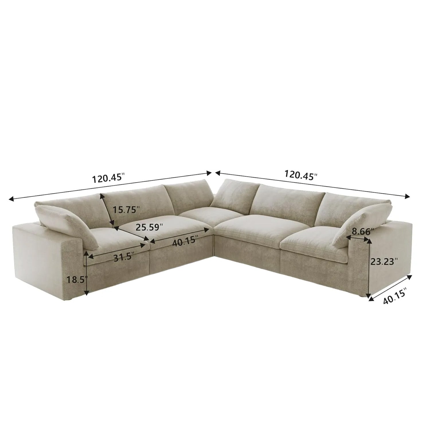 Cozy - Sofa Modulaire Sectionnel - Tissu Beige