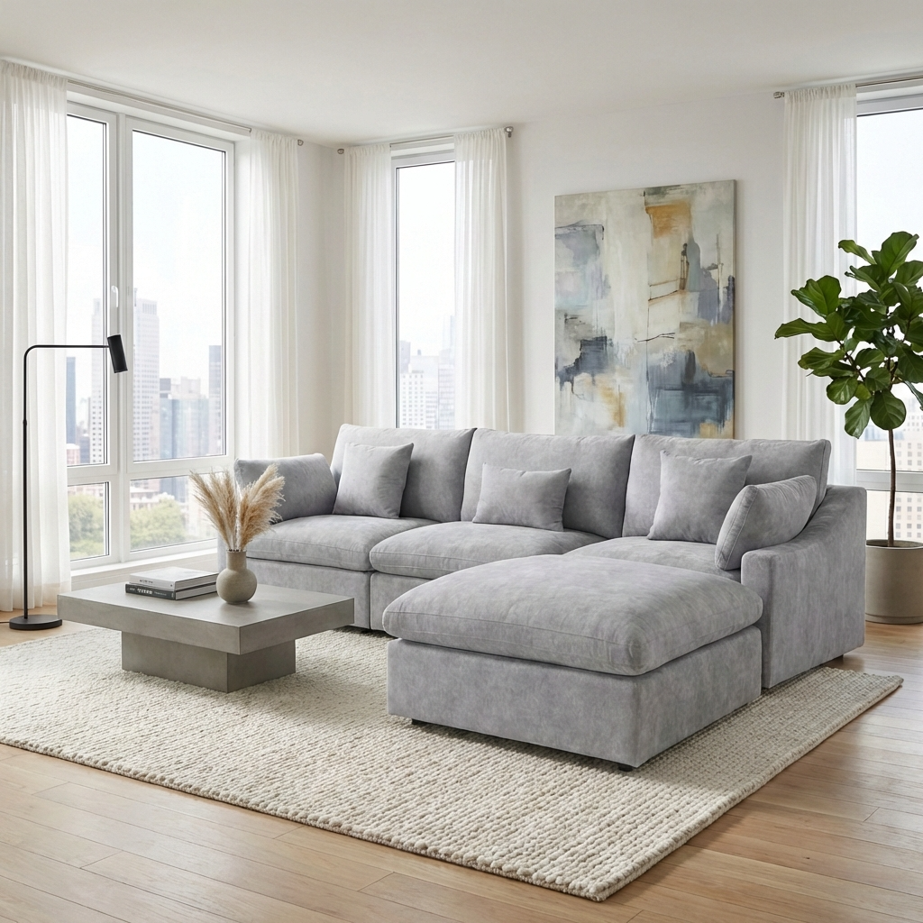 Berlin - Sofa Modulaire Sectionnel - Tissu Gris