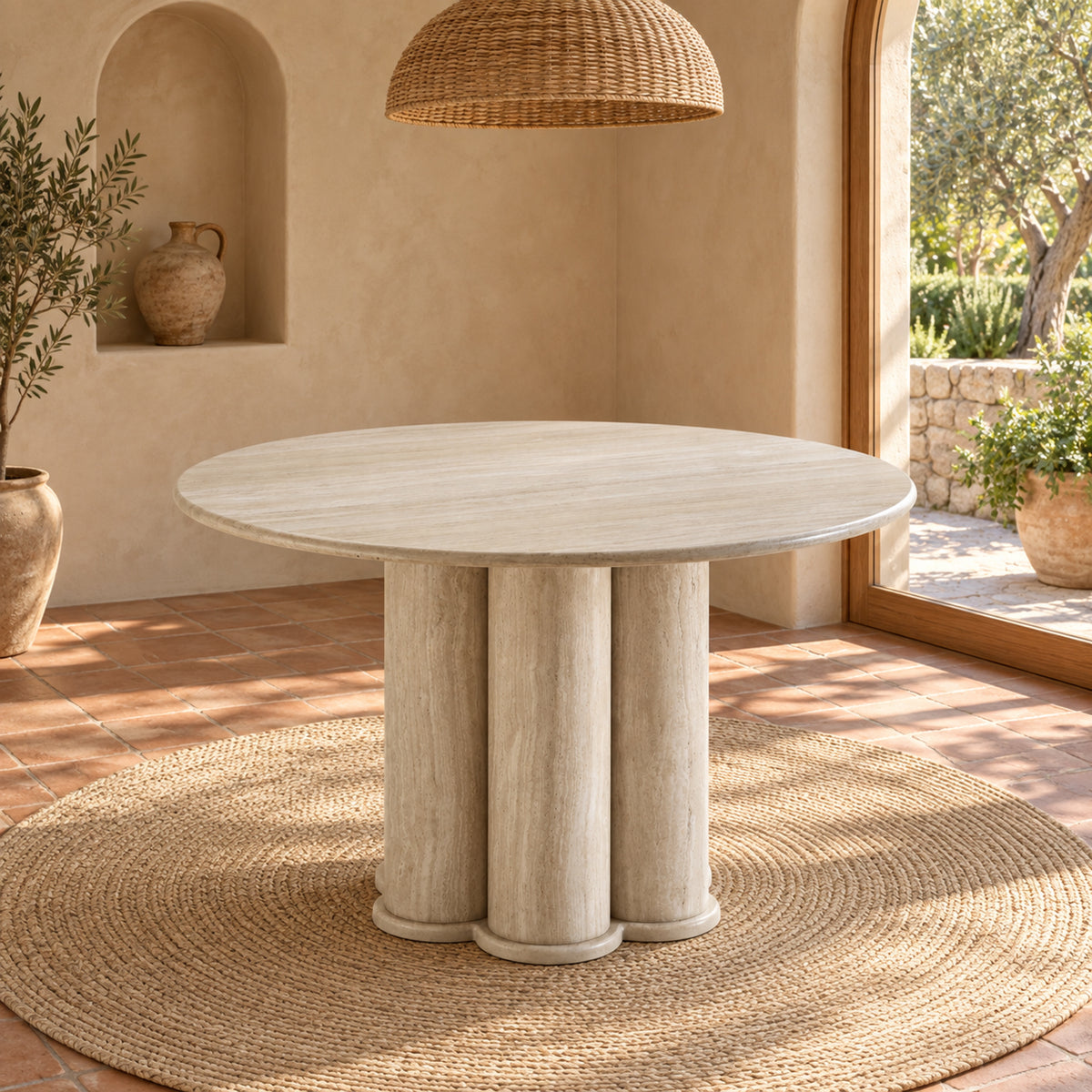 Radley - Table à manger ronde - Travertin clair