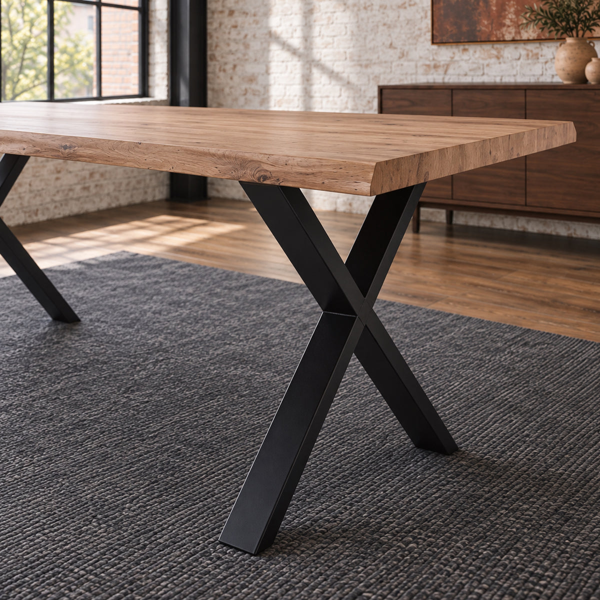 Olan - Rectangular Dining Table - Natural Wood and Black