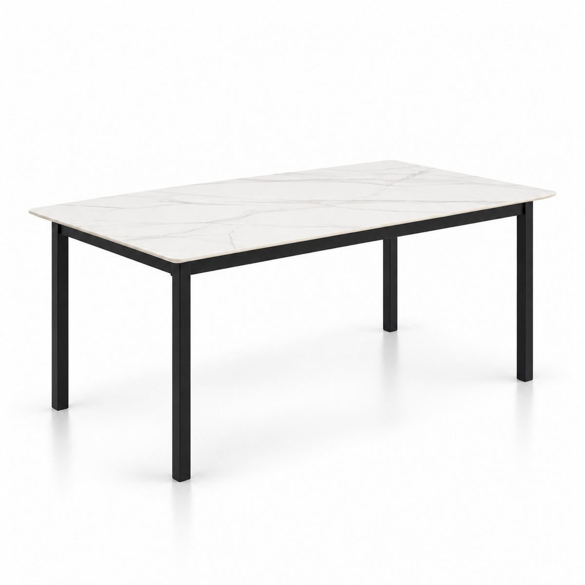 Nadia - Dining Table - White Marble and Black
