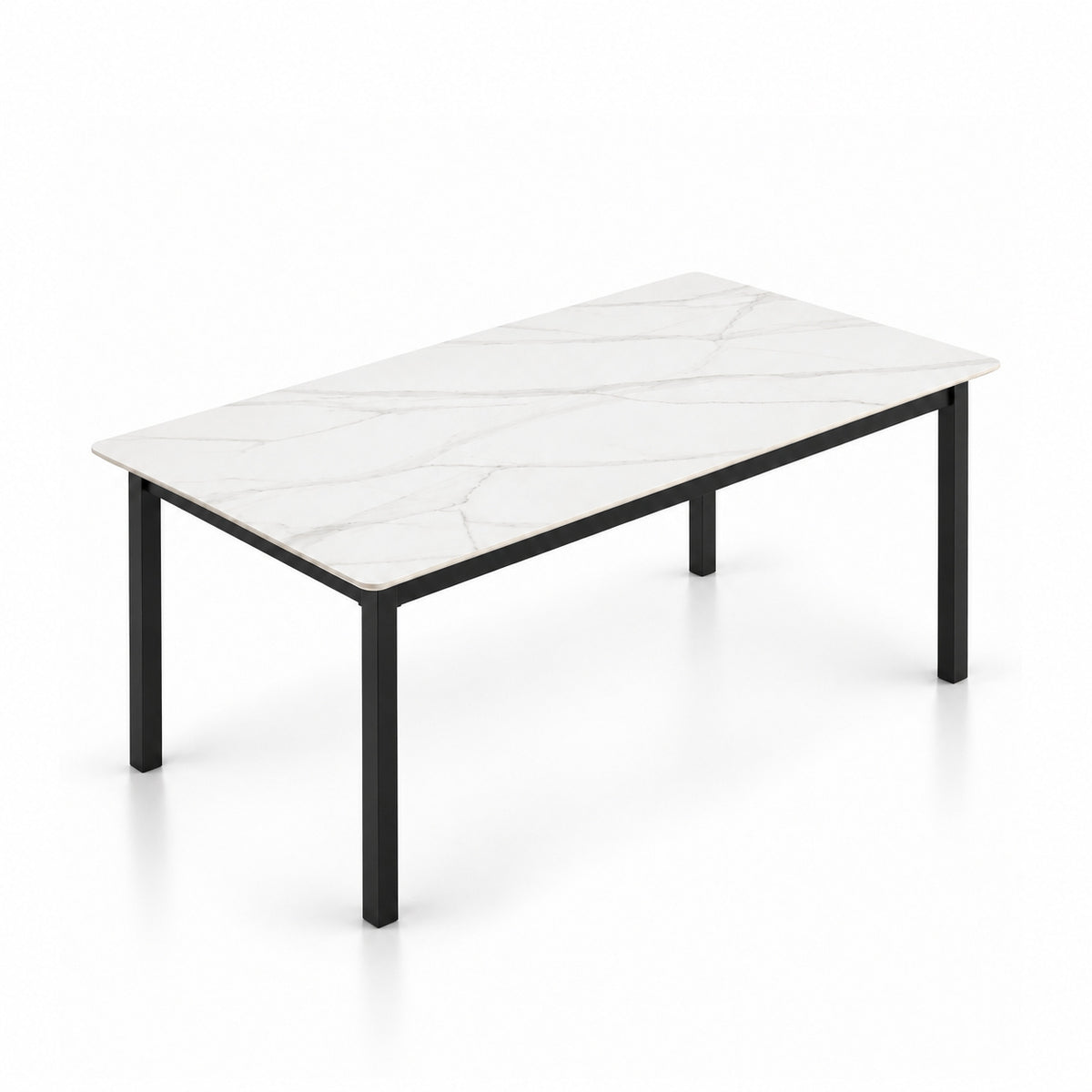 Nadia - Dining Table - White Marble and Black