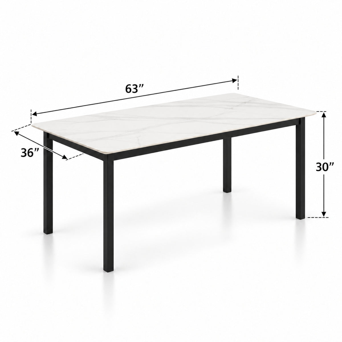 Nadia - Dining Table - White Marble and Black
