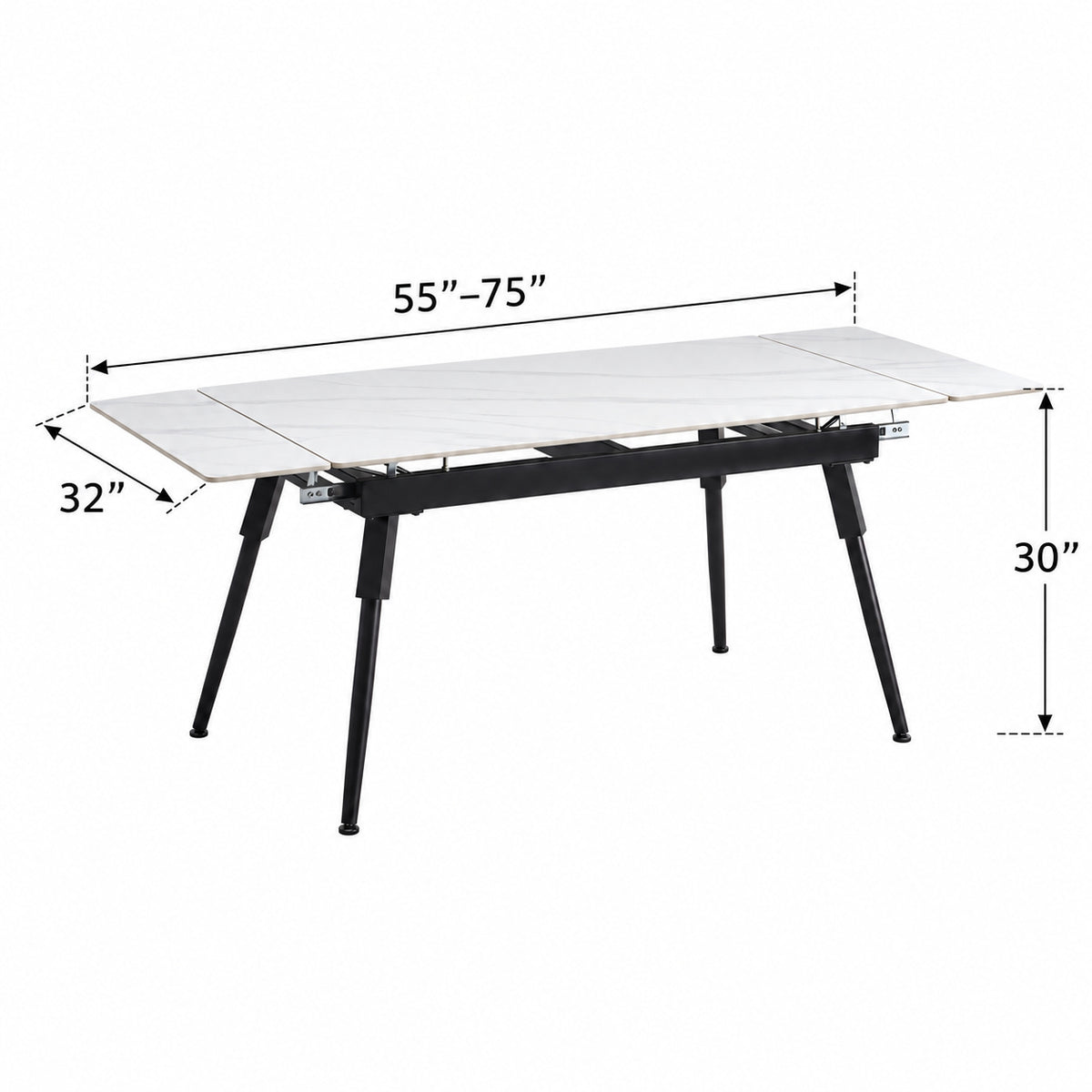 Maura/Aurora - Dining Room Set - White and Black Marble