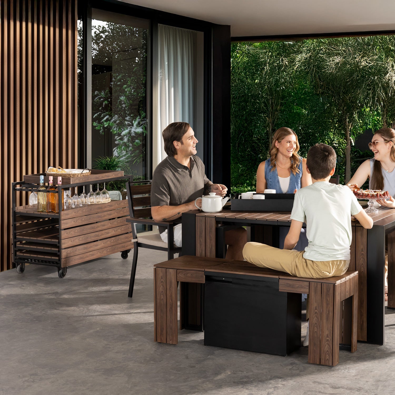 Transformer - Outdoor Bar Cart - Dark Walnut