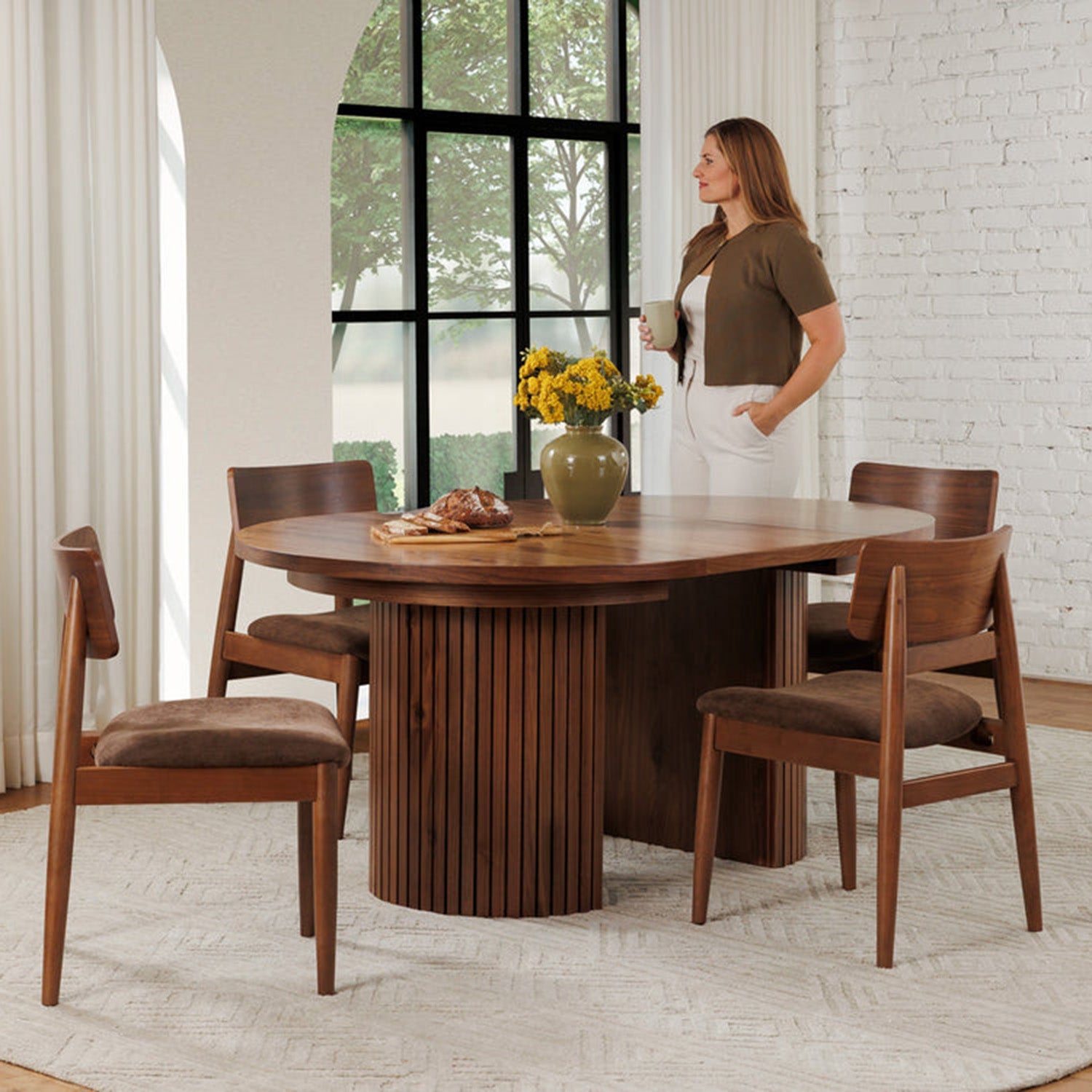 Transformer - Chaise de salle à manger Ronde - Noyer Royale