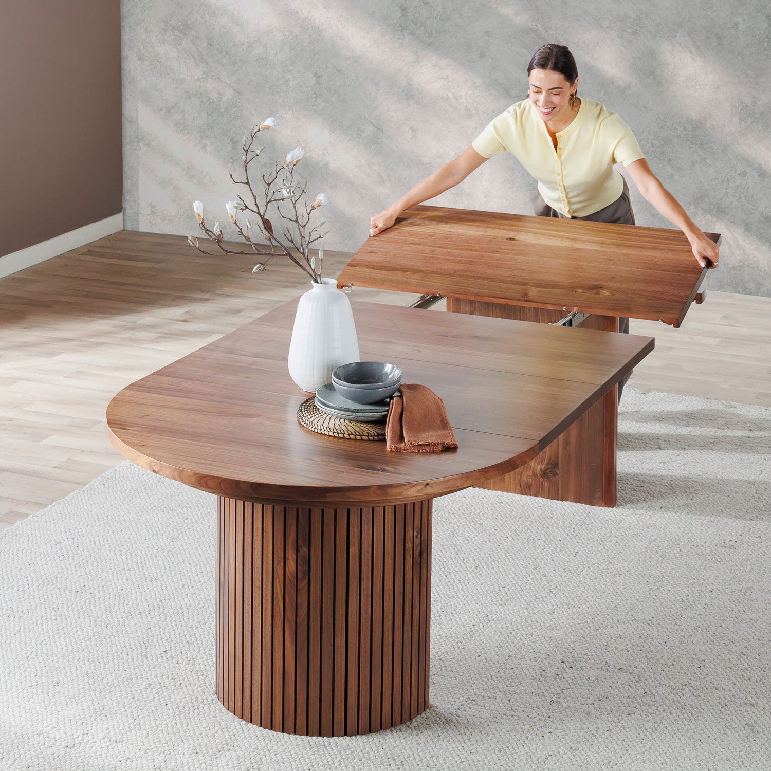 Transformer - Table à manger Ronde - Noyer Royale