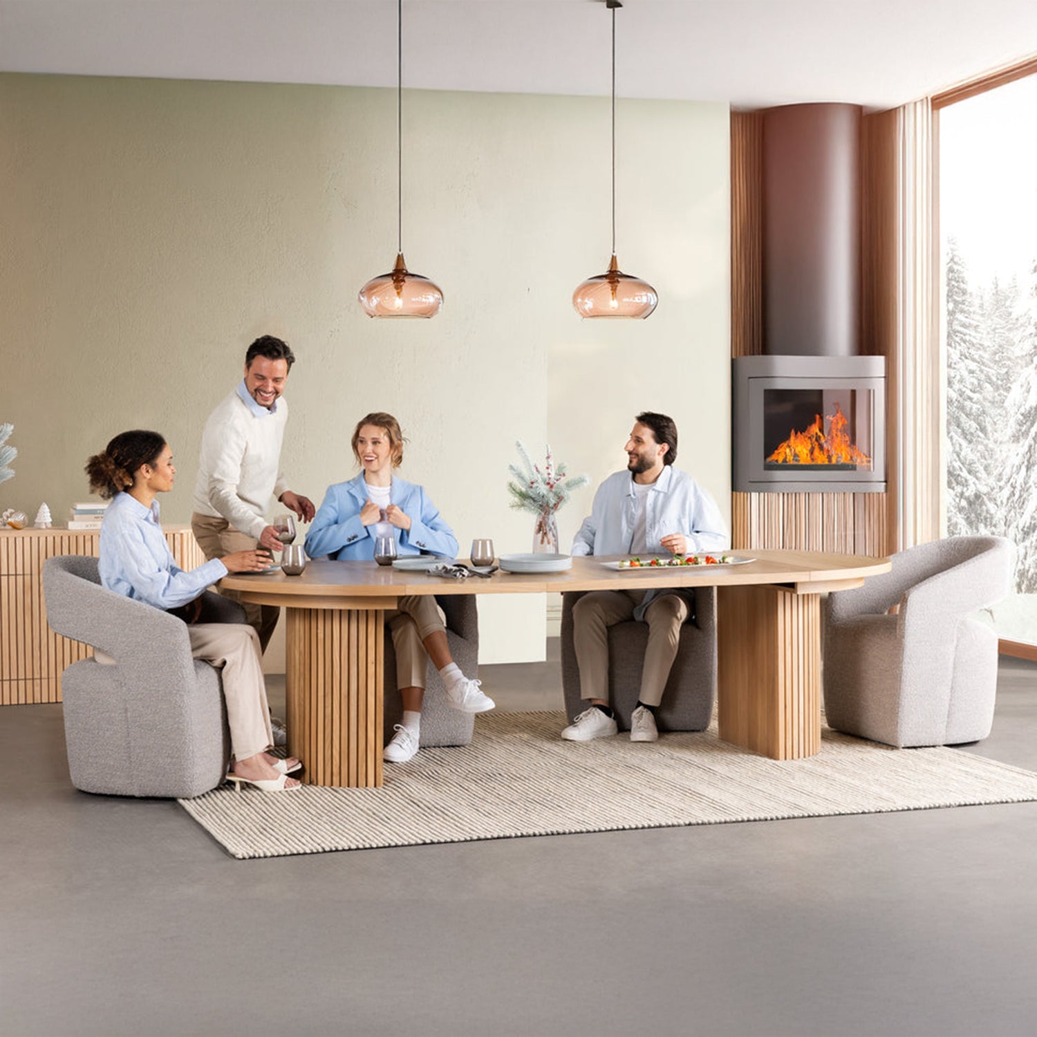 Transformer - Table à manger Ronde - Chêne Scandinave