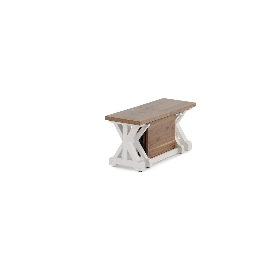 Transformer - Banc Gather - Châtaignier français / Blanc patiné - vue 2
