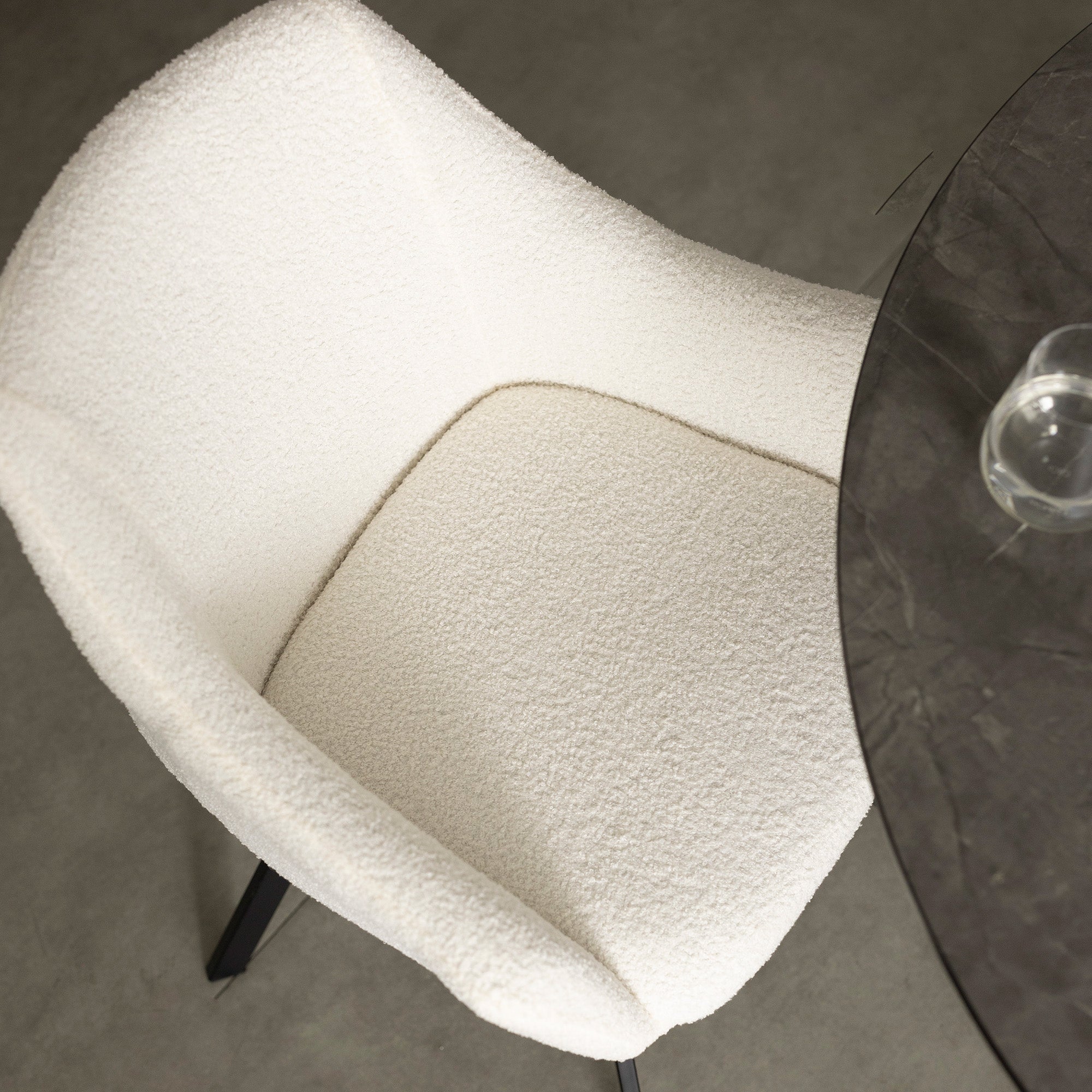 Selene - Dining Chair - White Boucle Fabric