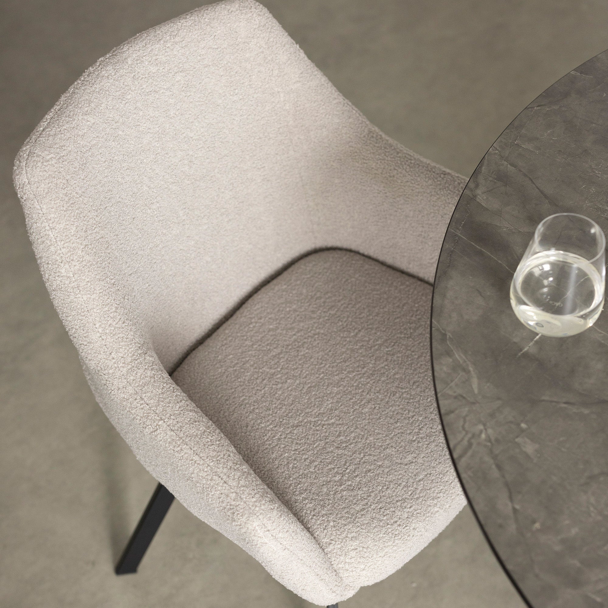 Selene - Dining Chair - Grey Boucle Fabric