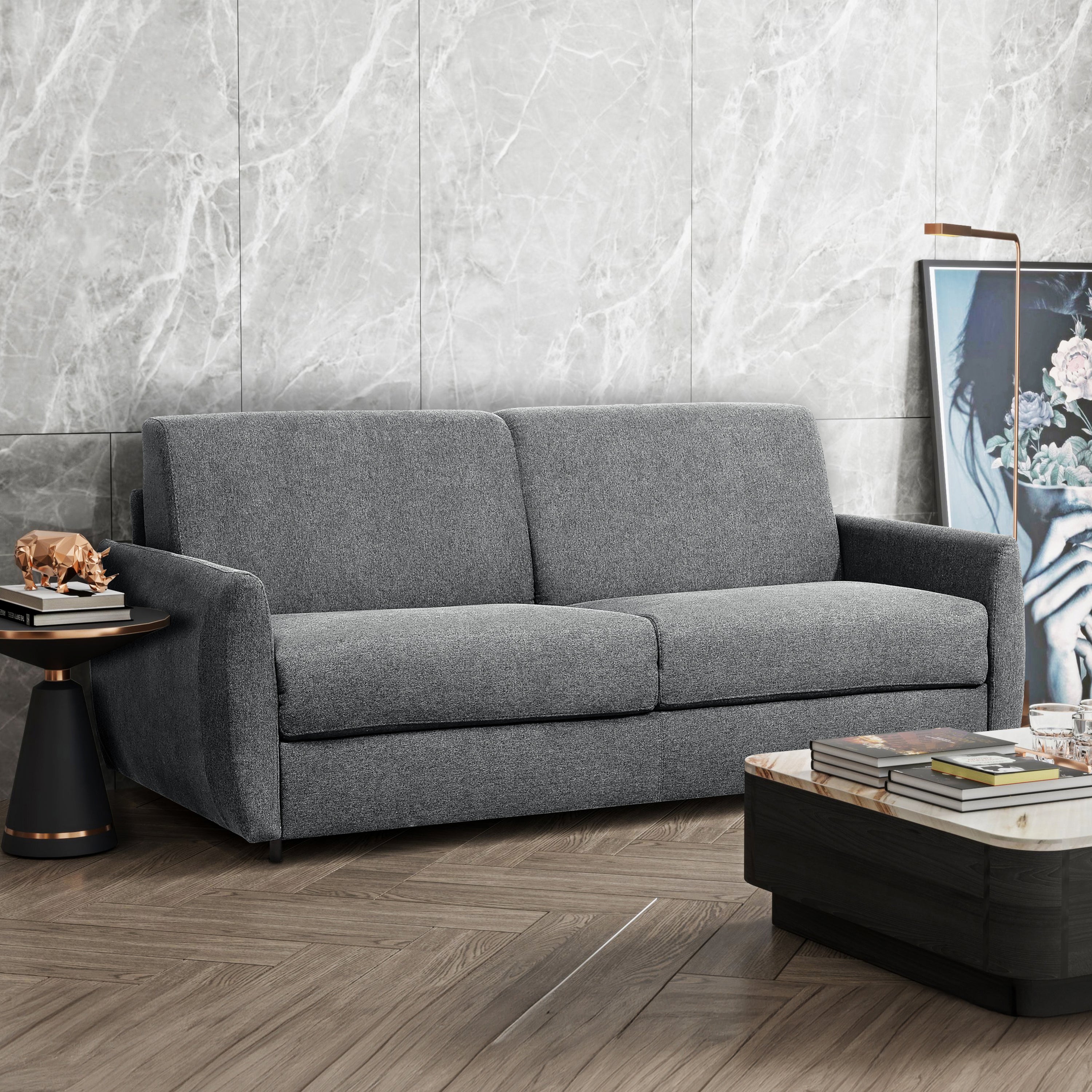 Jamie - Sofa Lit - Tissu Gris