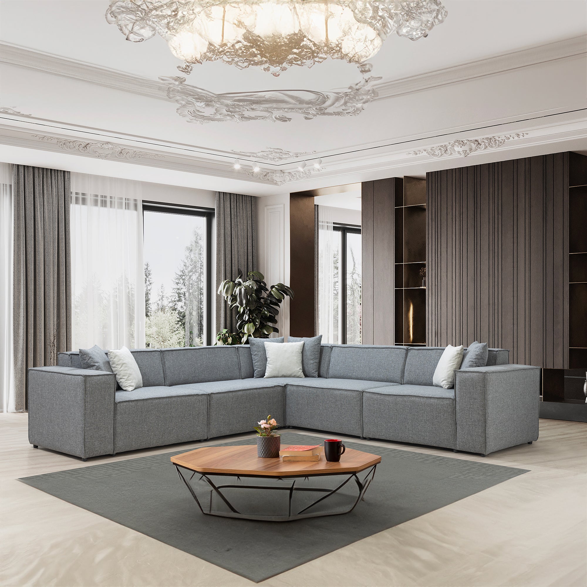 Solaris - Modular Sectional Sofa - Dark Grey Fabric